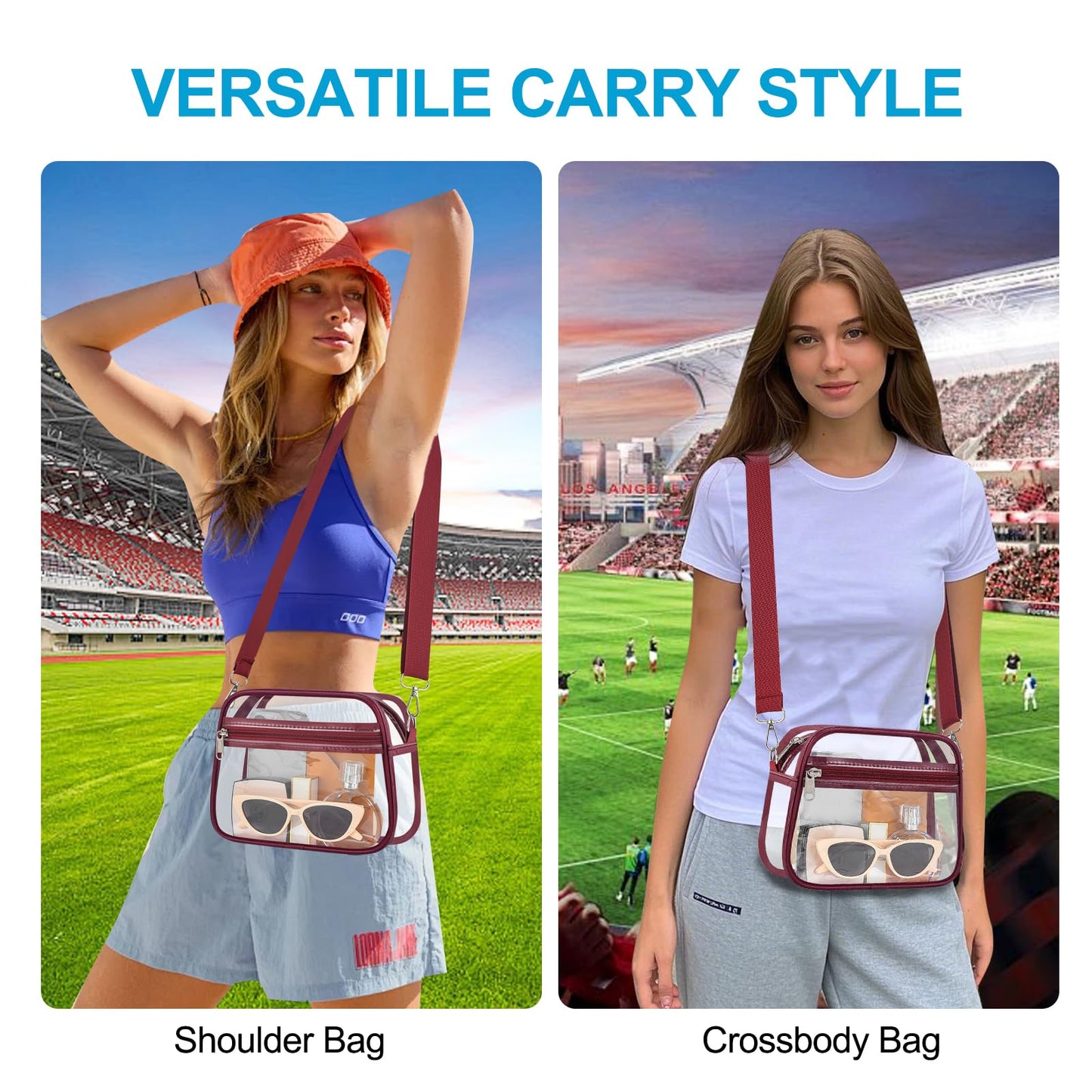 Clear Bag for Stadium Events Stadium Approved Women's Top-Handle Handbags | Mini Small Clear Bag Purse with Wide Adjustable Strap and Front Pocket for Sports Concerts, Festivals BST202