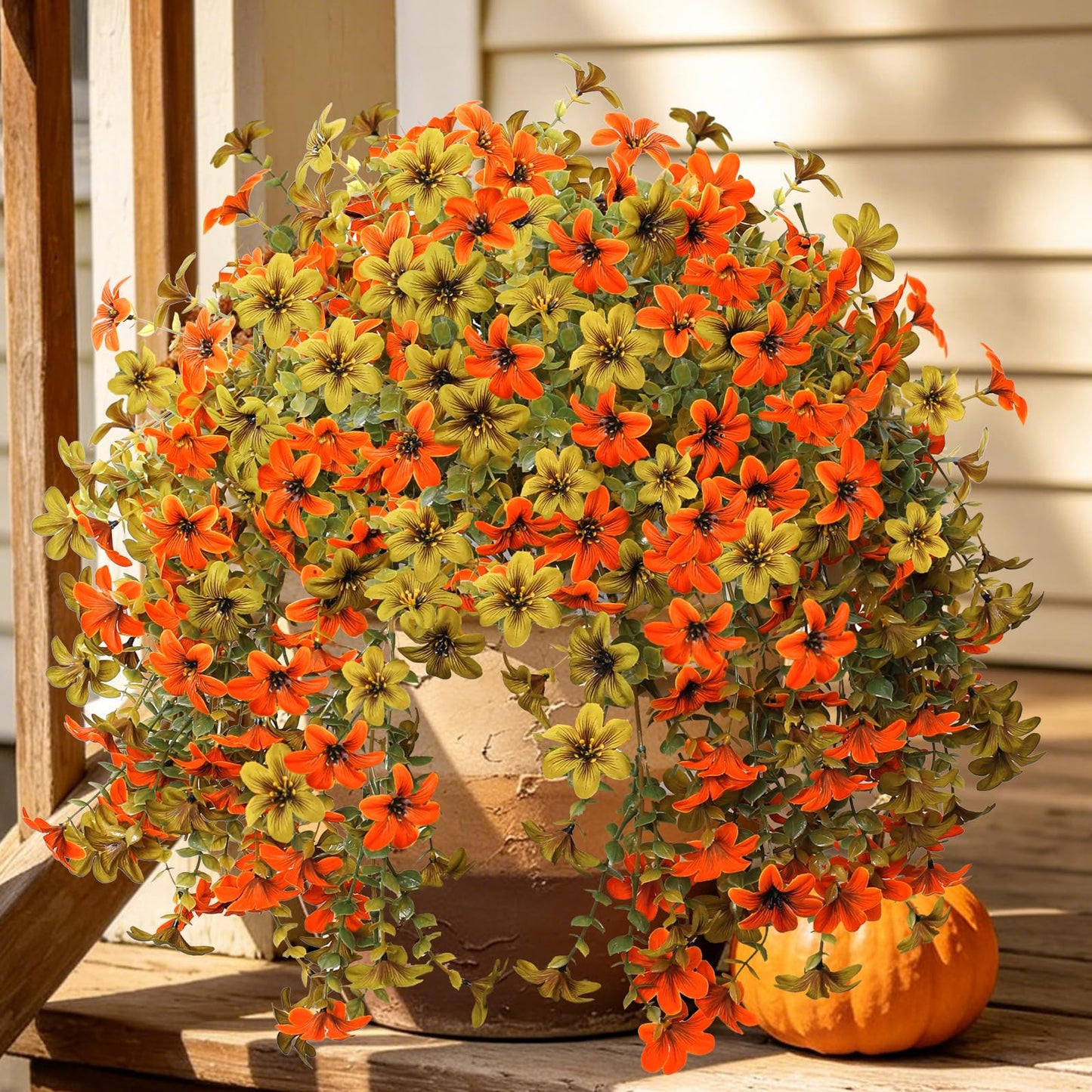 Artificial Flowers for Outdoor Faux Flowers for Plant Pot Spring Decoration | 2 Pcs Faux Hanging Plants UV Resistant Look Real Outside Home Garden Porch Patio Entrance Courtyard Decor BST326H