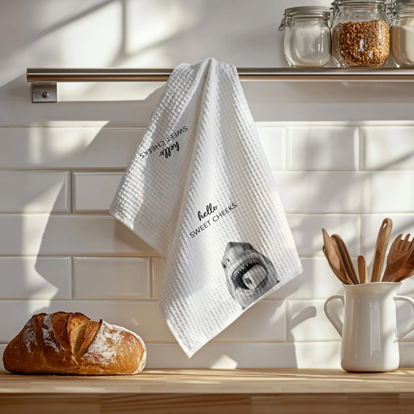 Funny Bear Bathroom Hand Towels Set of 2, Hello Sweet Bear Bathroom Decor, Funny Wild Animal Hand Towels for Washroom Restroom Decor, 16x24 Inch BST326L