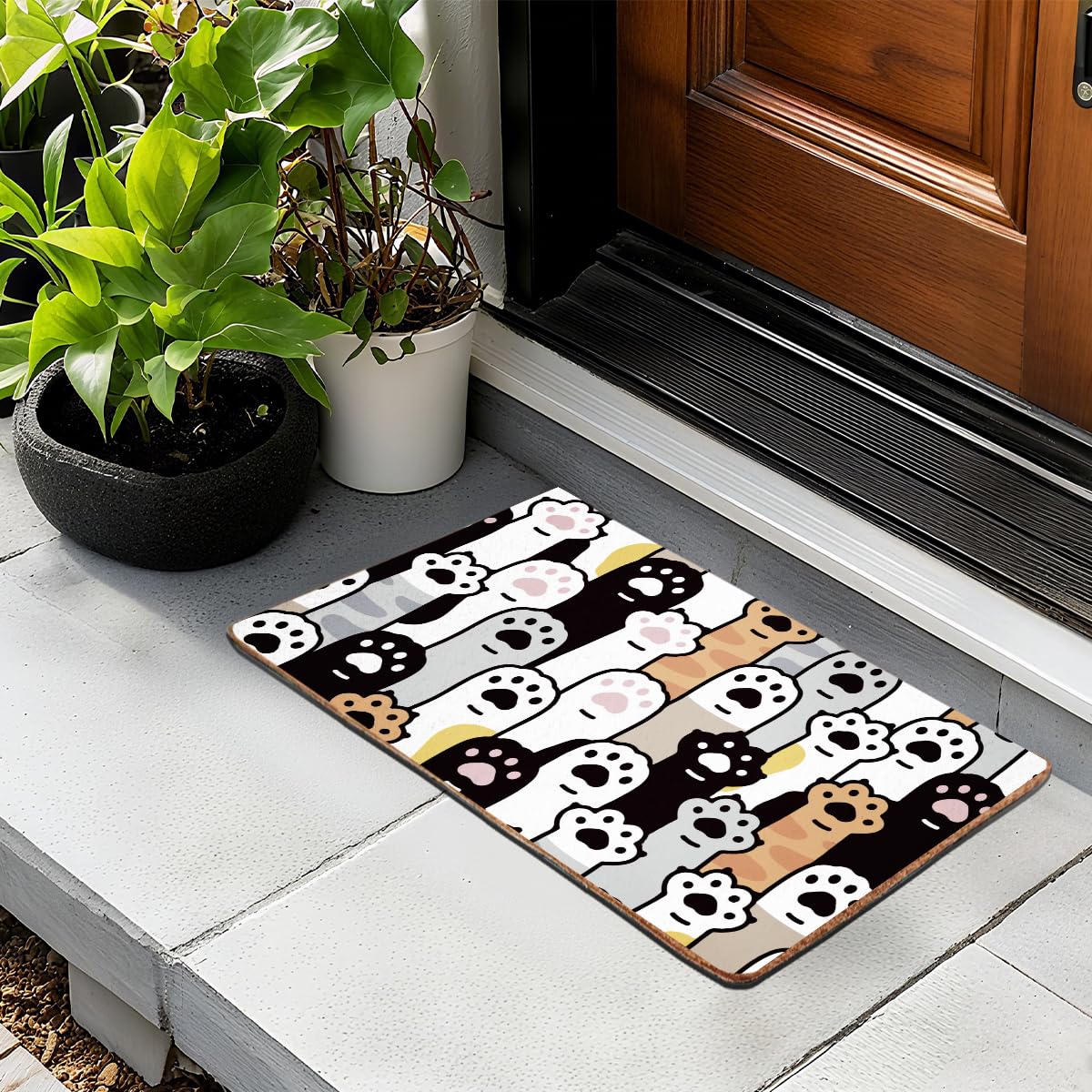 Funny Cat Door Mat 18x30 Inch, Faux Coco Coir Doormat with Non-Slip PVC Backing, Cats Printed Welcome Mat for Outdoor Indoor Entryway Porch Home Kitchen Patio, Cat Lover Gifts for Women Mom BST202