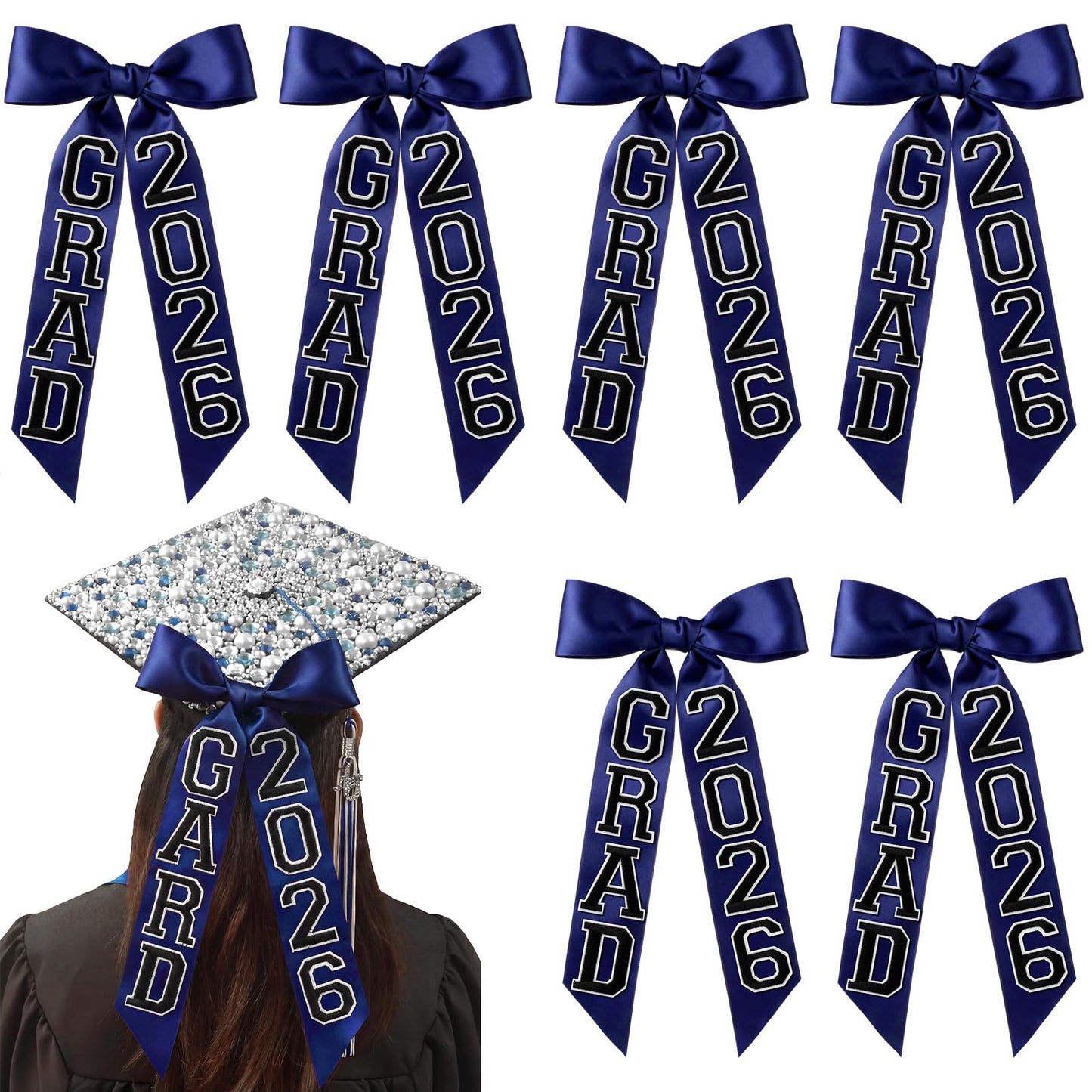 Thiccywoov 6 Pcs Class of 2026 Graduation Bow Graduation Cap Decorations Grad 2026 for Class of 2026 Grad Party Decorations (Pink) BST326L