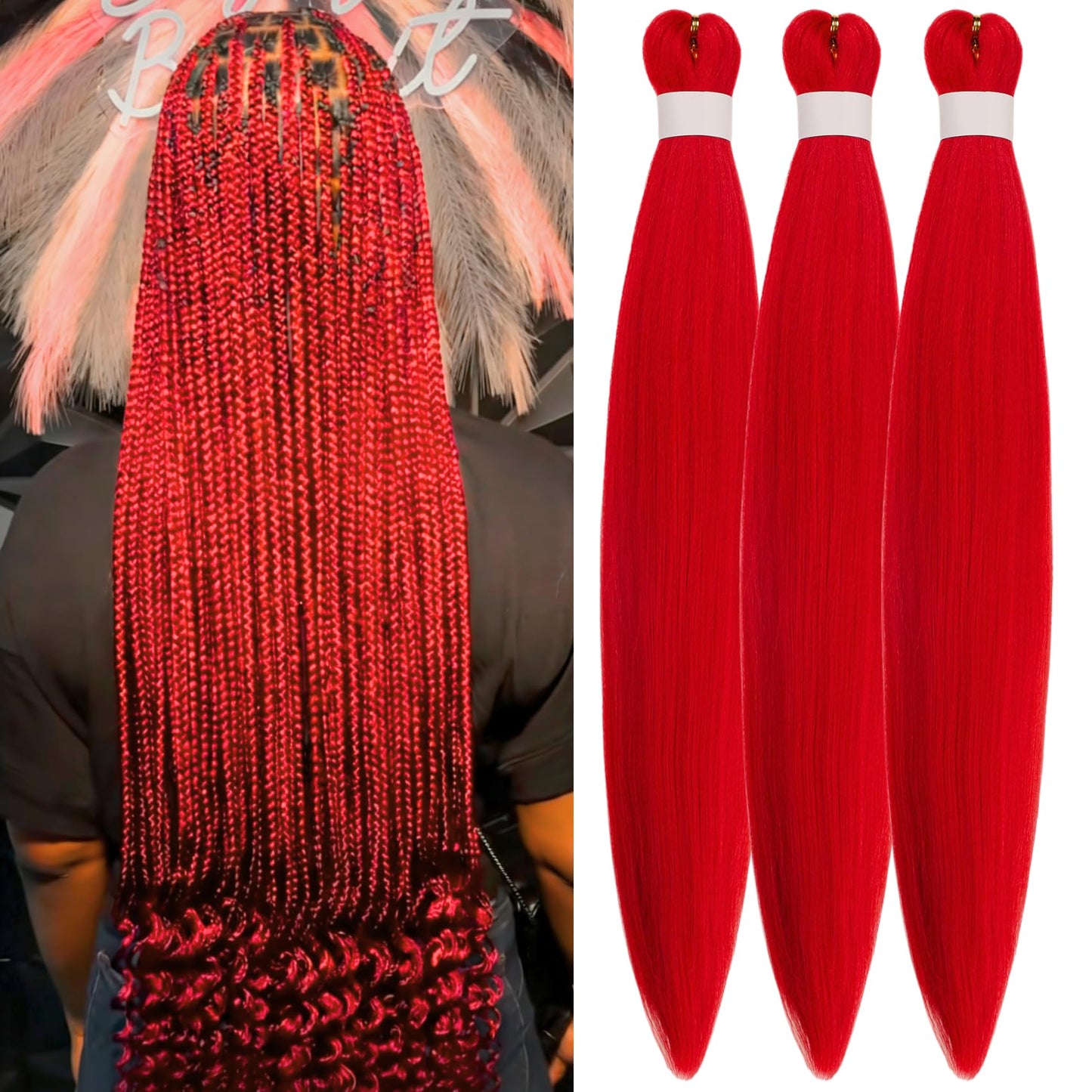 Purple Braiding Hair Pre stretched Knotless 26 inch | Hypoallergenic Synthetic Purple Prestretched Ez Braid Knotless Itch Free Soft Yaki Texture Hot Water Setting WN420
