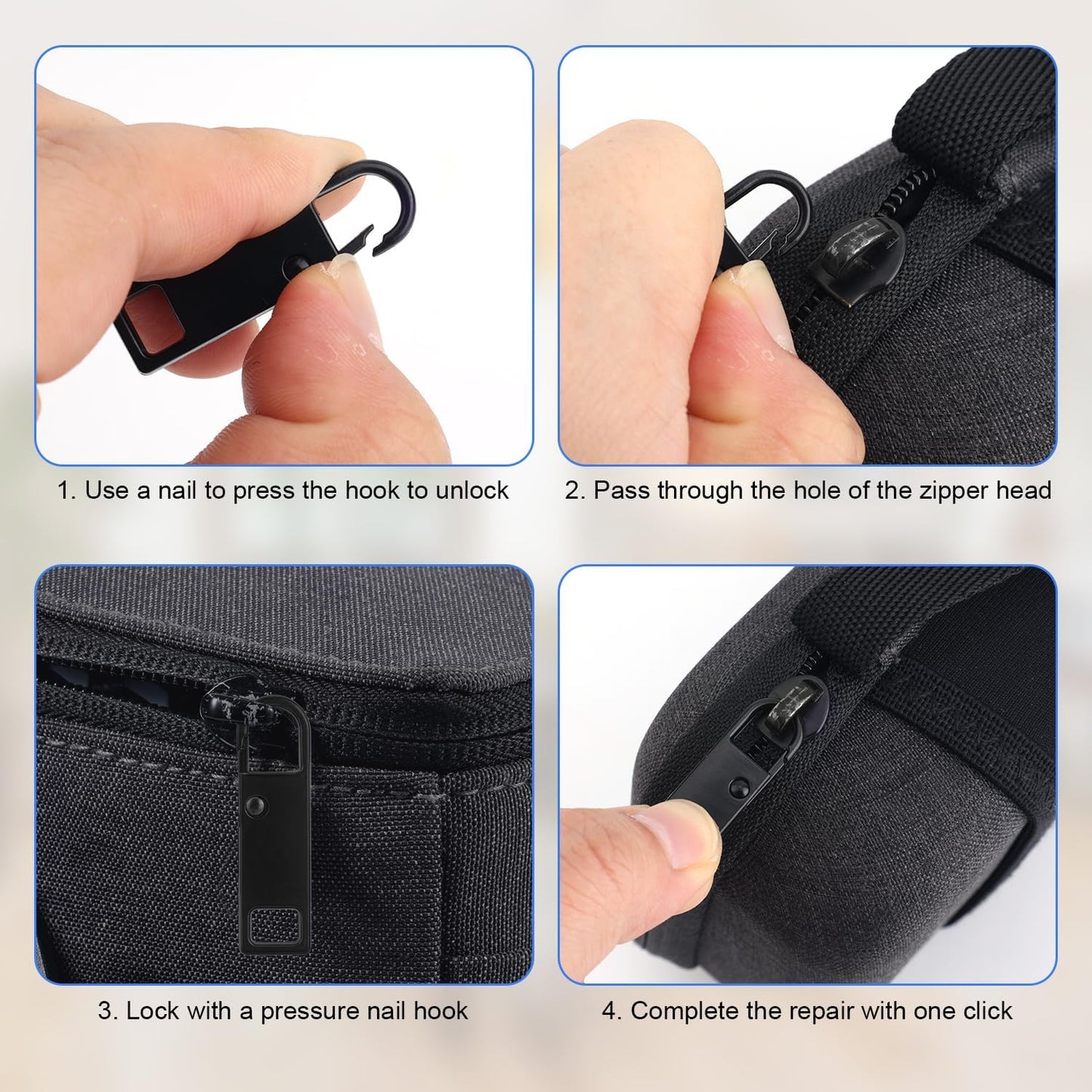 8pcs Zipper Pull, Detachable Zipper Tab Replacement Repair Kit Zippers Extension Handle Pull Cord Mend Fixer for Luggage Backpack Jackets Pants Coat Shoes Tents BST326L