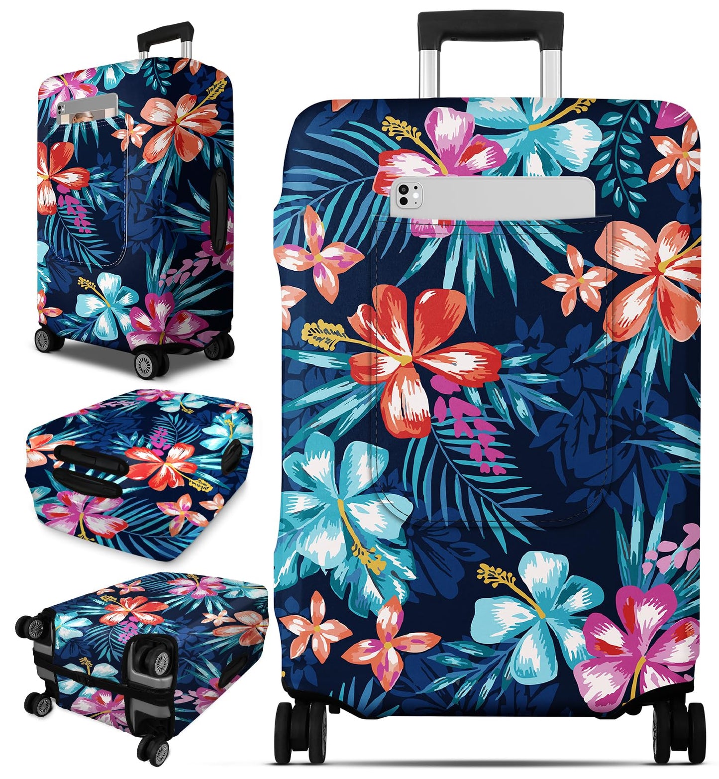 Slohif Luggage Cover for Suitcase Tsa Approved Protector - Black Luggage Sleeve Large Suit Case Cover Travel Stretch Baggage Case Protective Washable Fit 24-27 Inch BST220