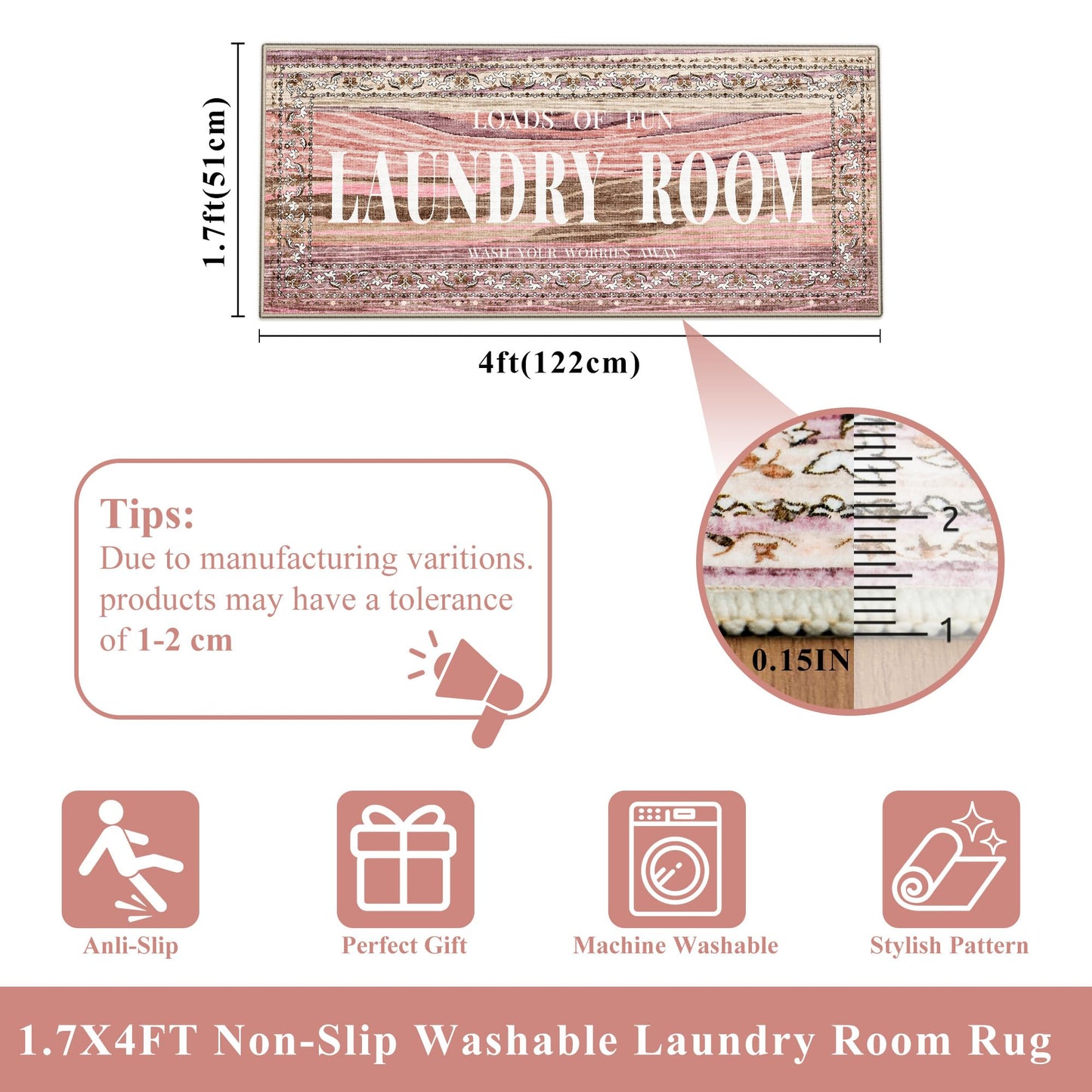 TOPRUUG 2x8 Kitchen Runner Rug: Non-Slip Kitchen Rugs Stain Resistant Kitchen Mats for Floor Low-Pile Carpet for Sink Soft Kitchen Runners Non Skid Washable 8 ft Mat Home Decor 2'x8' Beige BST202