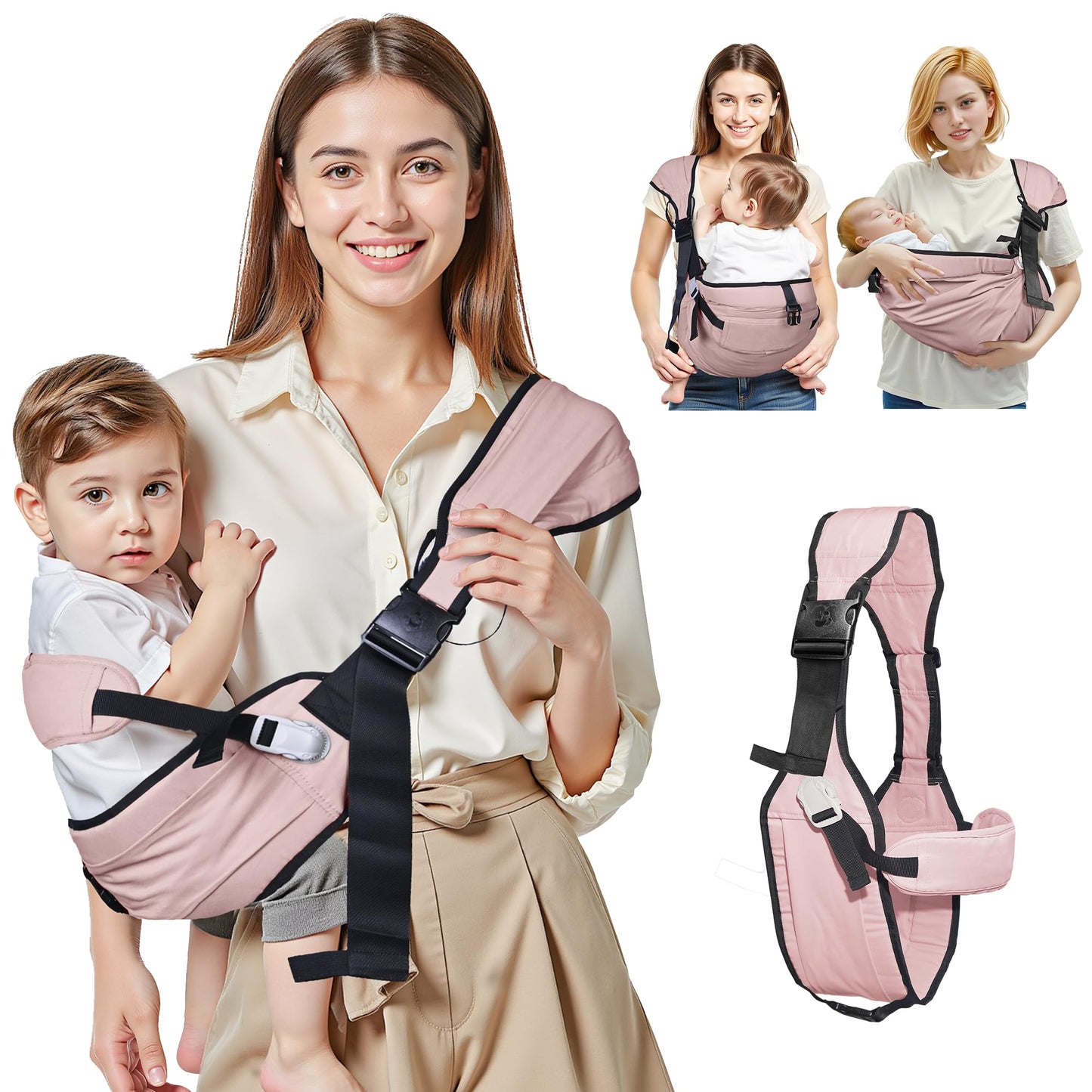Baby Carrier Newborn to Toddler,Adjustable & Lightweight Baby Sling Carrier,Toddler Carrier 25-60 lbs,Ideal for Home,Shopping,and Travel WN420