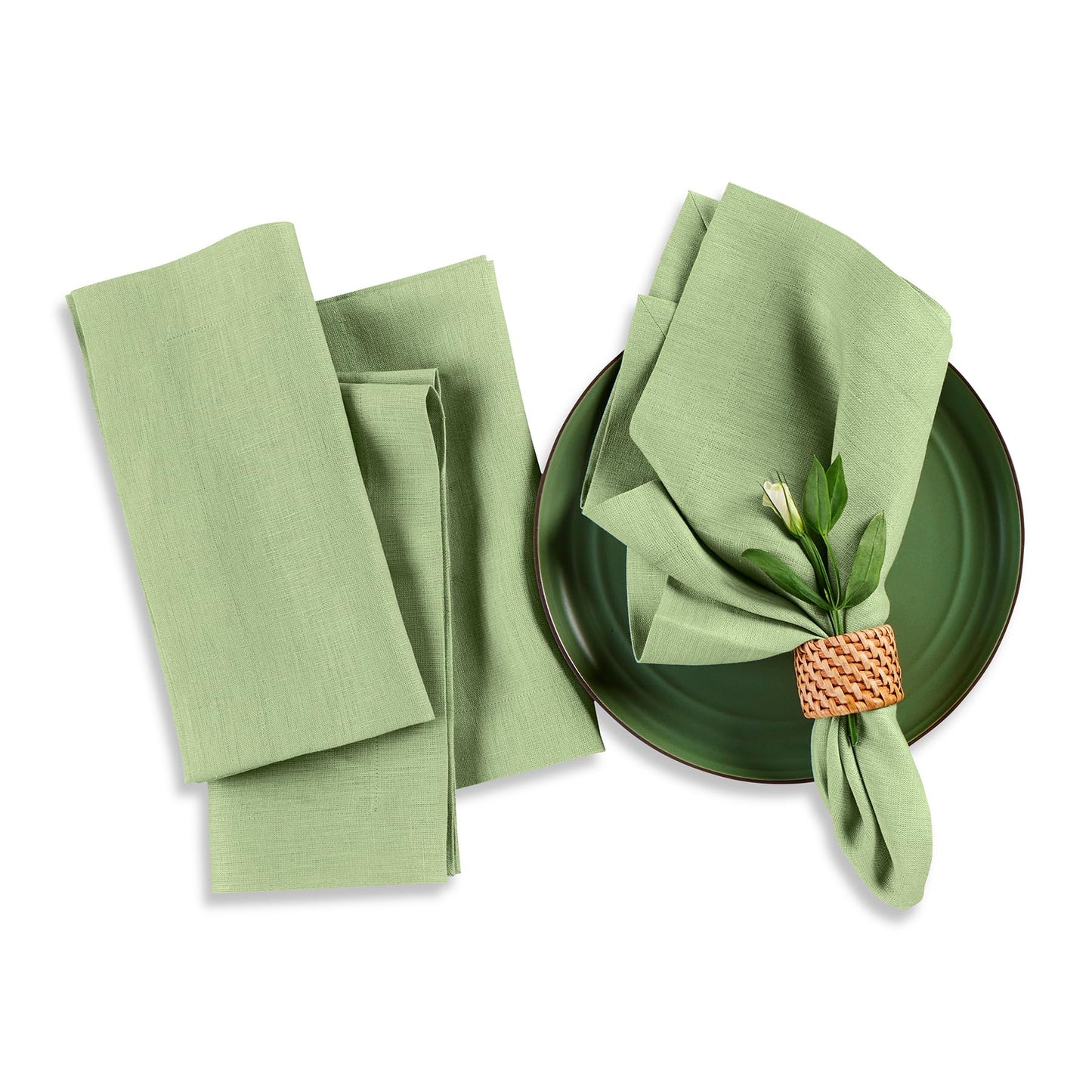 Solino Home 100% Linen Square Placemats White, Fete 14 x 14 in, Set of 4 | Square Table Mats square place settings for daily and festive dining; neatly mitered corners; Pure Linen; OEKO-TEX Certified BST326SOLH