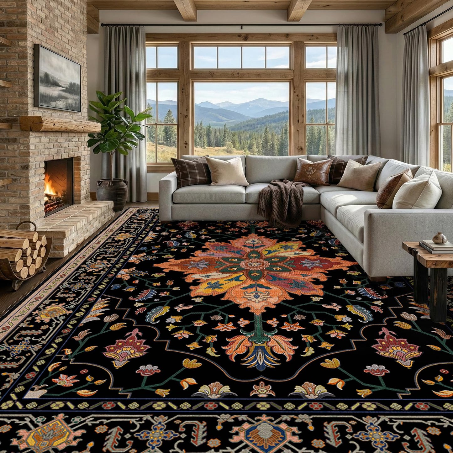 RELEANY Area Rugs Runner 2'x6' Washable Non-Slip, Floral Vintage Distress Medallion Carpet for Kitchen Hallway Bedroom Beside Laundry Room Bathroom, Teal Green Lake Blue Turquoise DD1210