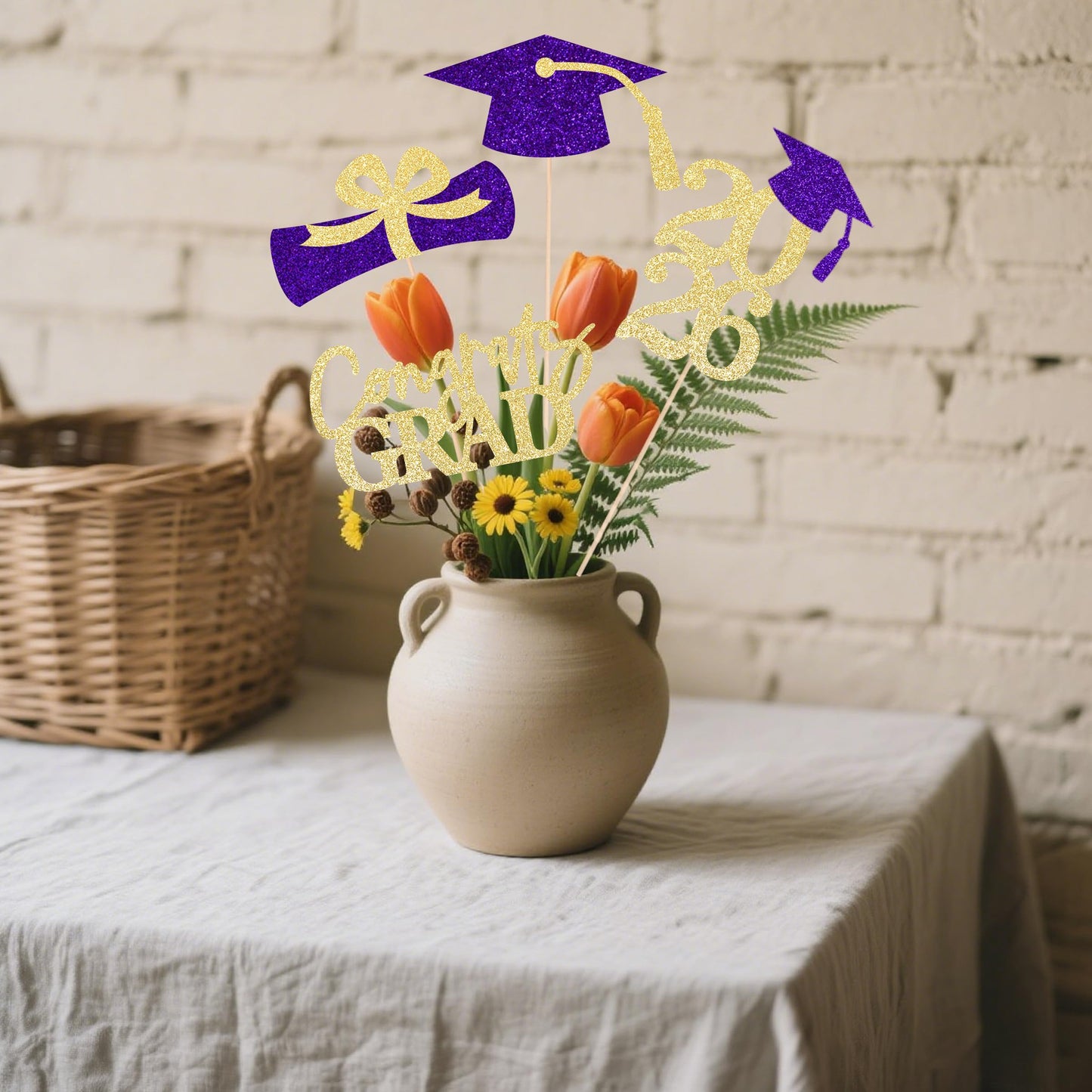 Graduation Centerpieces Class of 2026, 16 PCS Red Blue Double-Sided Table Toppers, Congrats Grad Party Decorations Supplies (Set of 4 Designs) WN420