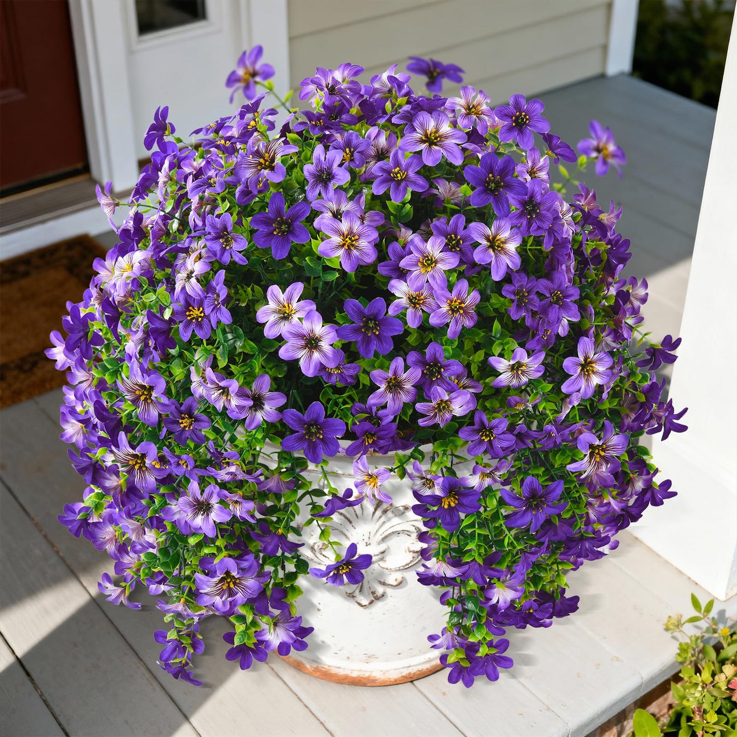 Artificial Flowers for Outdoor Faux Flowers for Plant Pot Spring Decoration | 2 Pcs Faux Hanging Plants UV Resistant Look Real Outside Home Garden Porch Patio Entrance Courtyard Decor BST326H