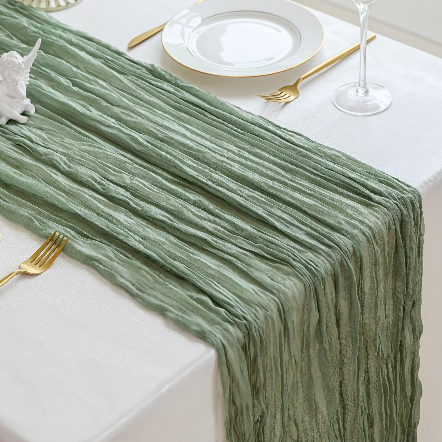 Dusty Blue Cheesecloth Table Runner Fall Autumn Decor 10ft Table Cloth for Wedding Party Baby Bridal Shower Birthday Halloween Thanksgiving Decoration BST326L