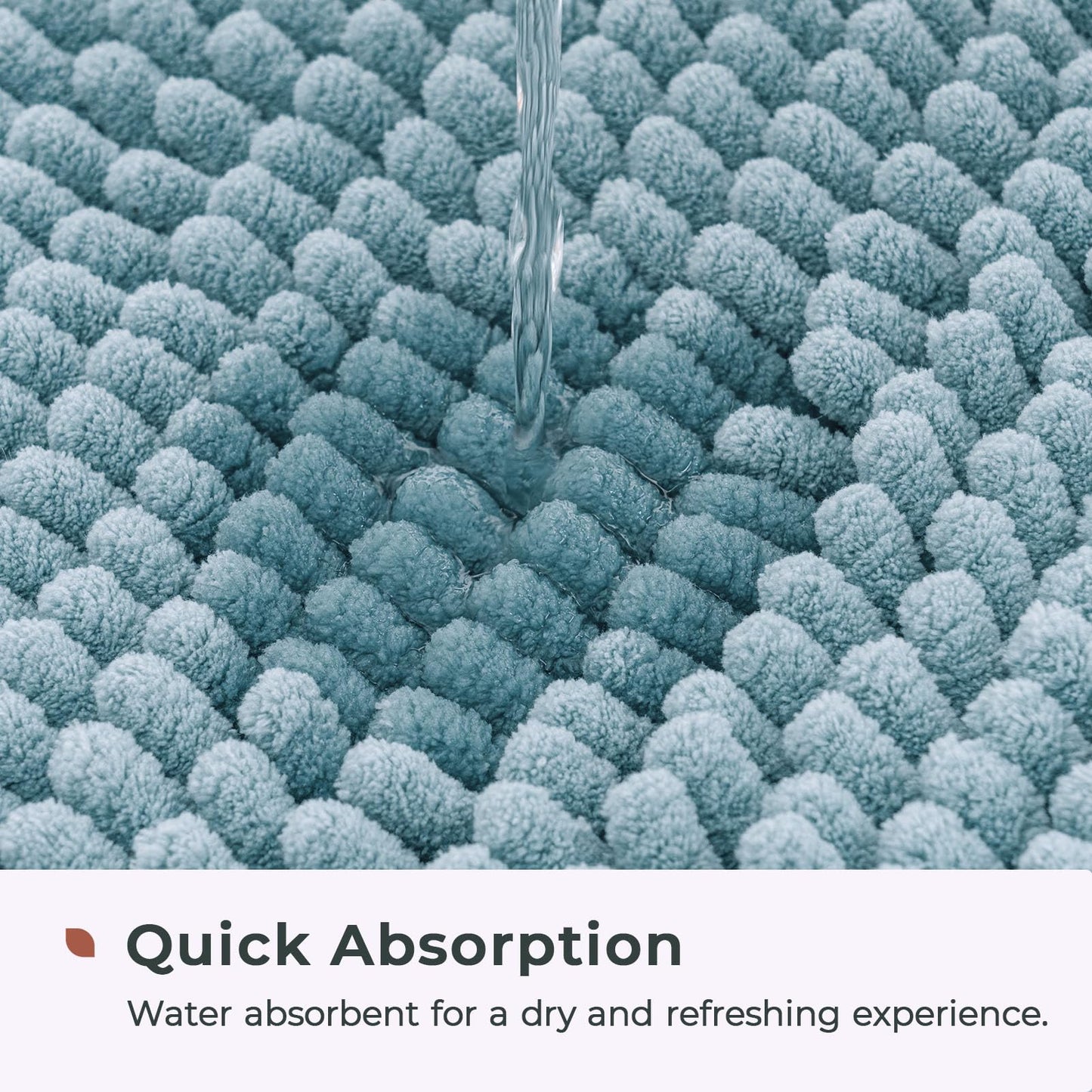FRESHMINT Chenille Bathroom Rugs Mat 24"x17", Non-Slip Bath Mat for Bathroom Floor & Bathtub, Washable Soft Shower Shag Bath Rugs, Fluffy Thick Water Absorbent Microfiber Shower Mat, Sage Green BST220