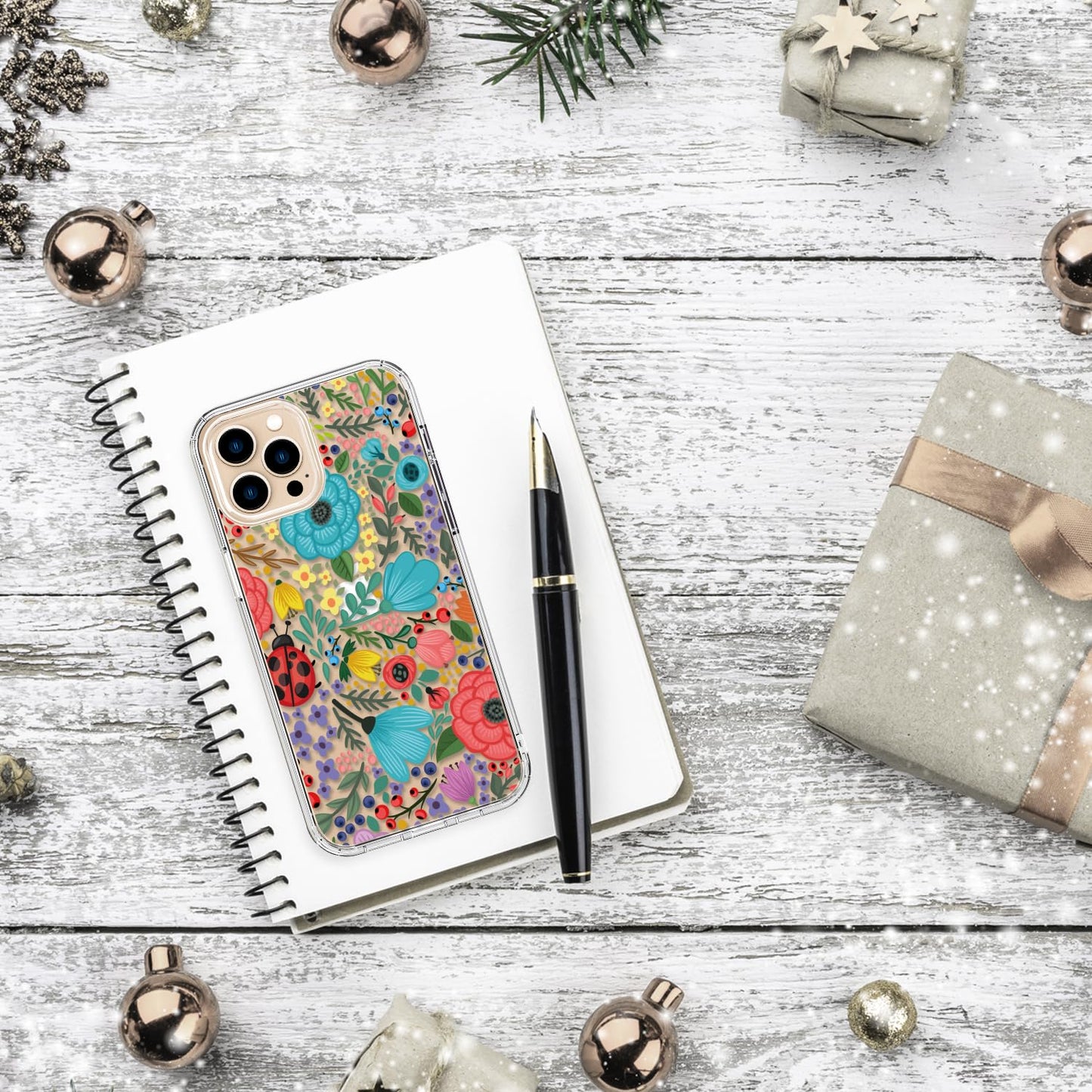 bicol for iPhone 12 Pro Max Case with Screen Protector and Camera Lens Protector - Fashionable Flower Floral Designs for Women Girls - Shockproof Acrylic Clear Phone Cover 6.7" - Blooming Flowers WN420