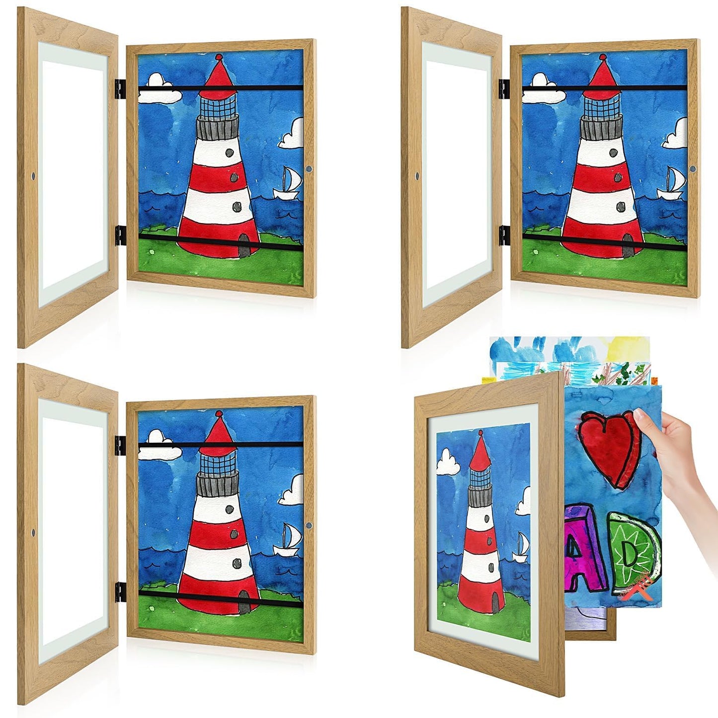 Golden State Art, 8.5x11 Kids Art Frames, Front-Opening Picture Frame Great for Kids Drawings, Artworks, Children Art Projects, Schoolwork, Home or Office (Walnut, Set of 2) BST220