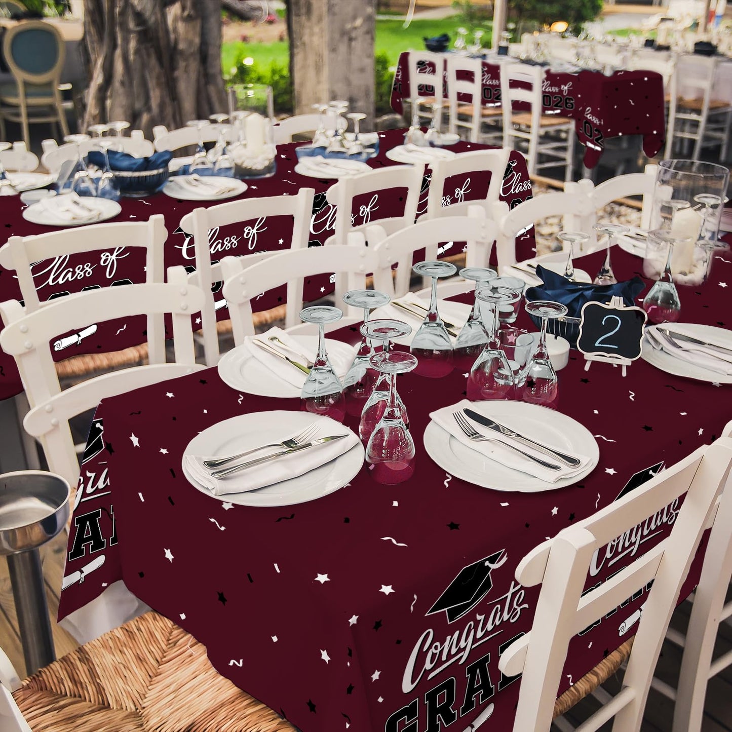 Gatherfun 2026 Graduation Decorations : 2-Pack Congrats Grad Disposable Tablecovers - Class of 2026 Red Themed Table Cloths, for Graduation Party Supplies & Graduation Backdrop, 54" X 108" BST326L