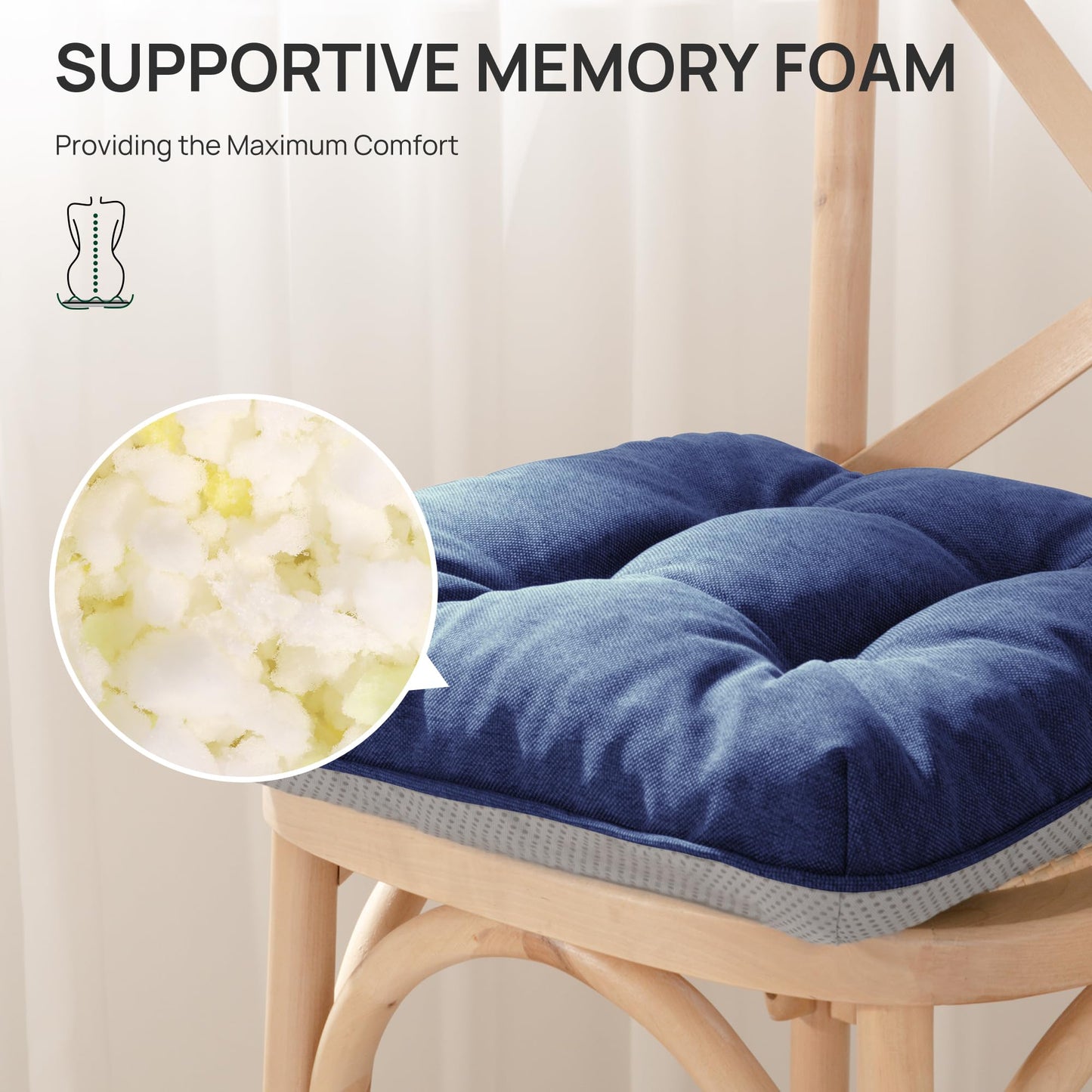 Love's cabin Memory Foam Chair Cushions Set of 4, 15.5"x15.5"x3.5" Indoor & Outdoor Seat Pads for Dining, Kitchen, Office, Patio Chairs - Green BST220