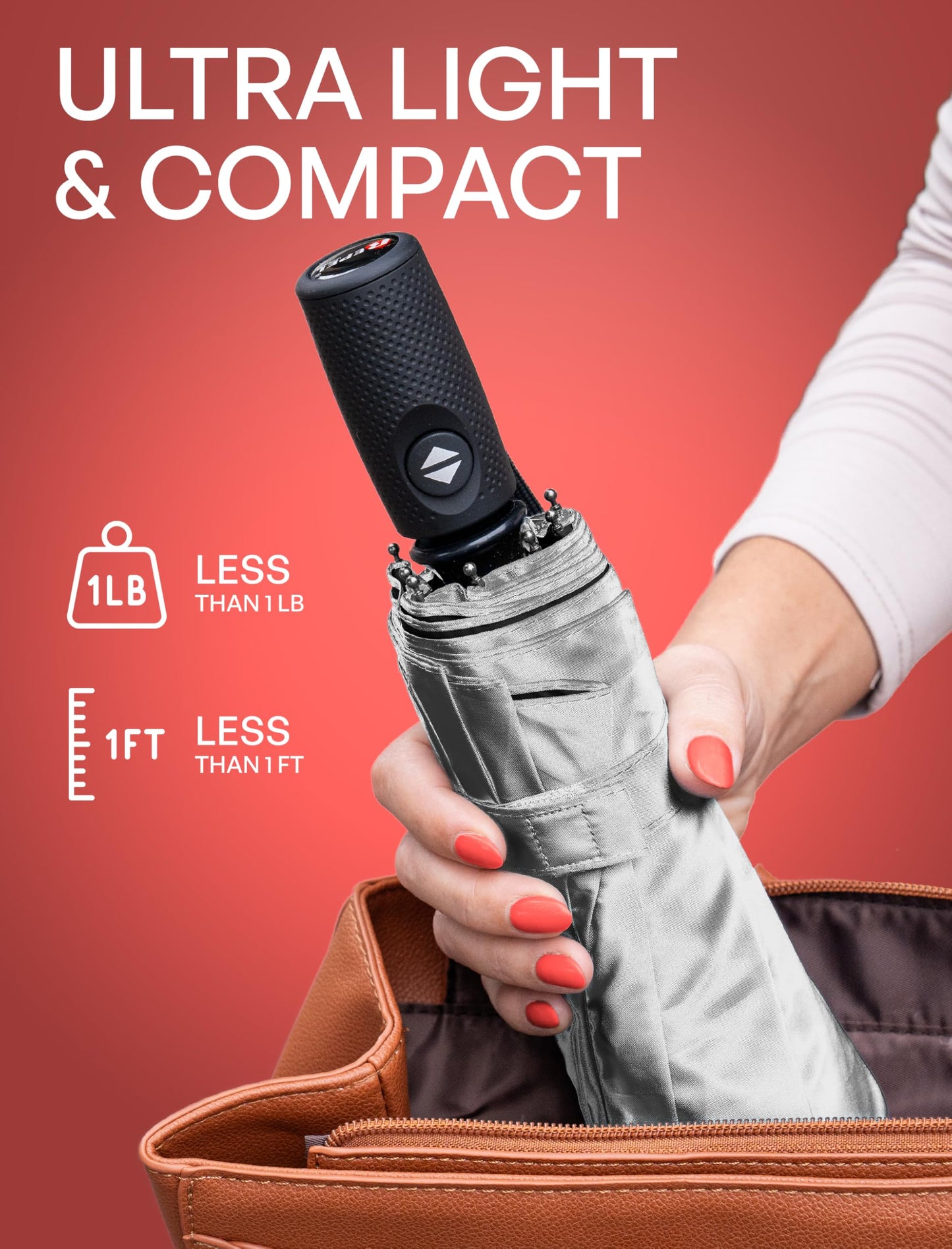 Repel Windproof Travel Umbrella - Compact & Withstands Winds up to 100MPH , Strongest Premium Auto Folding Umbrella for Rain and Sun - Durable, Light & Portable for Women & Men , Fits Backpack & Cars