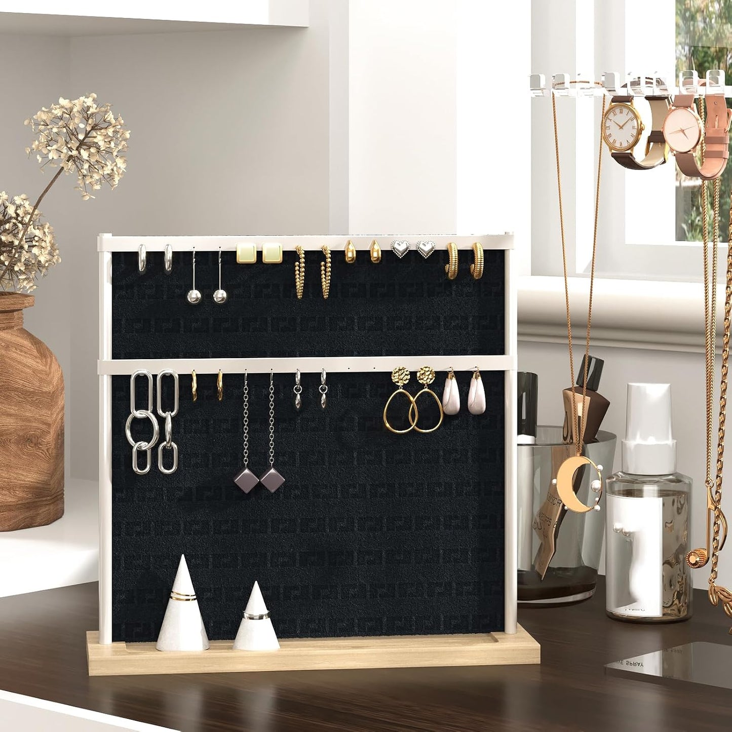 Black Geometric Flocked Velvet Wallpaper Peel and Stick Self Adhesive Soft Felt Contact Paper Removable Luxury Velvet Flocking Liner for Bedroom Wall Cabinets Drawer Liner Crafts 17.5"x118" BST220