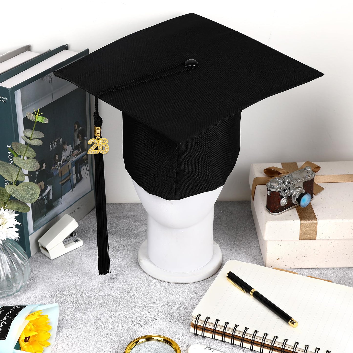 JULMELON 2026 Graduation Tassel, 2026 Graduation Cap Tassel with Bling Charm for 2026 Graduate Hat Ceremonies Accessories (Black) BST220