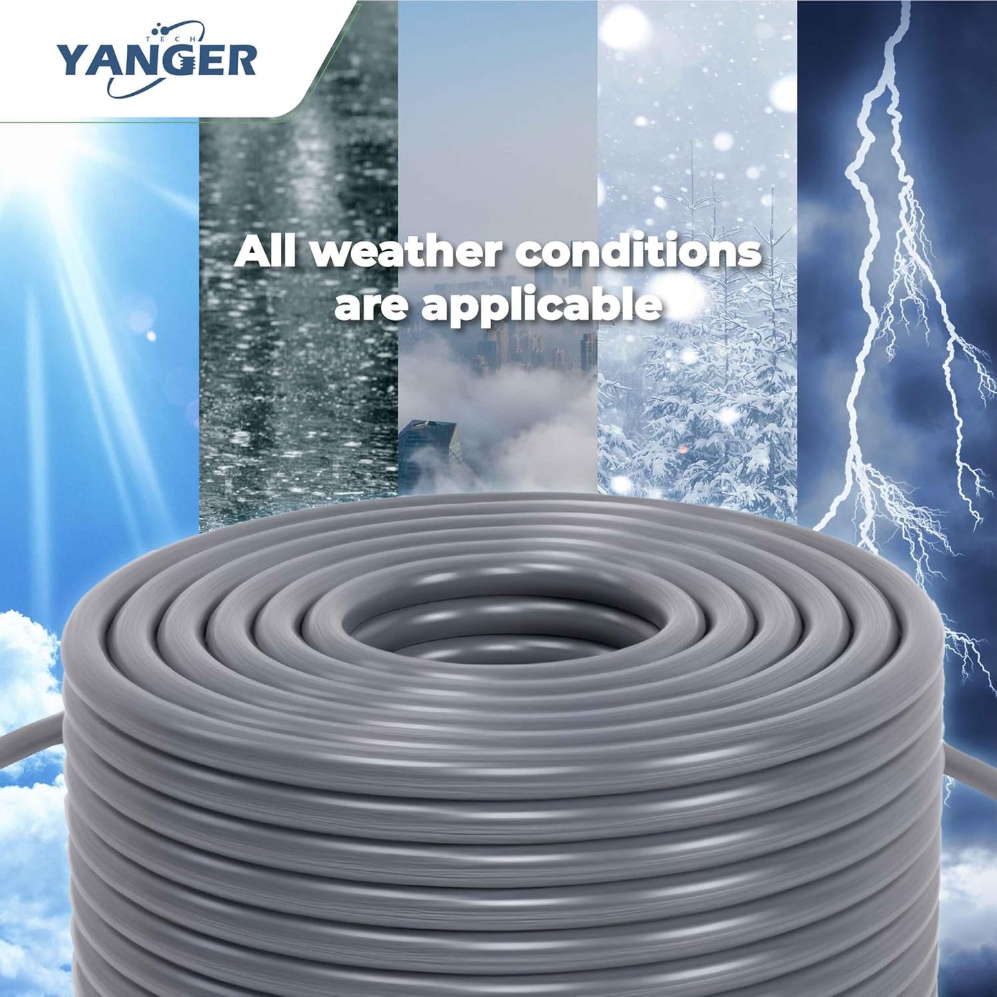 YANGER Starlink Gen 3 Cable 100FT Ethernet Cable, Starlink Mini, Starlink Cable Extension, Replacement Cable Durable Waterproof Outdoor Design, Grey WN420
