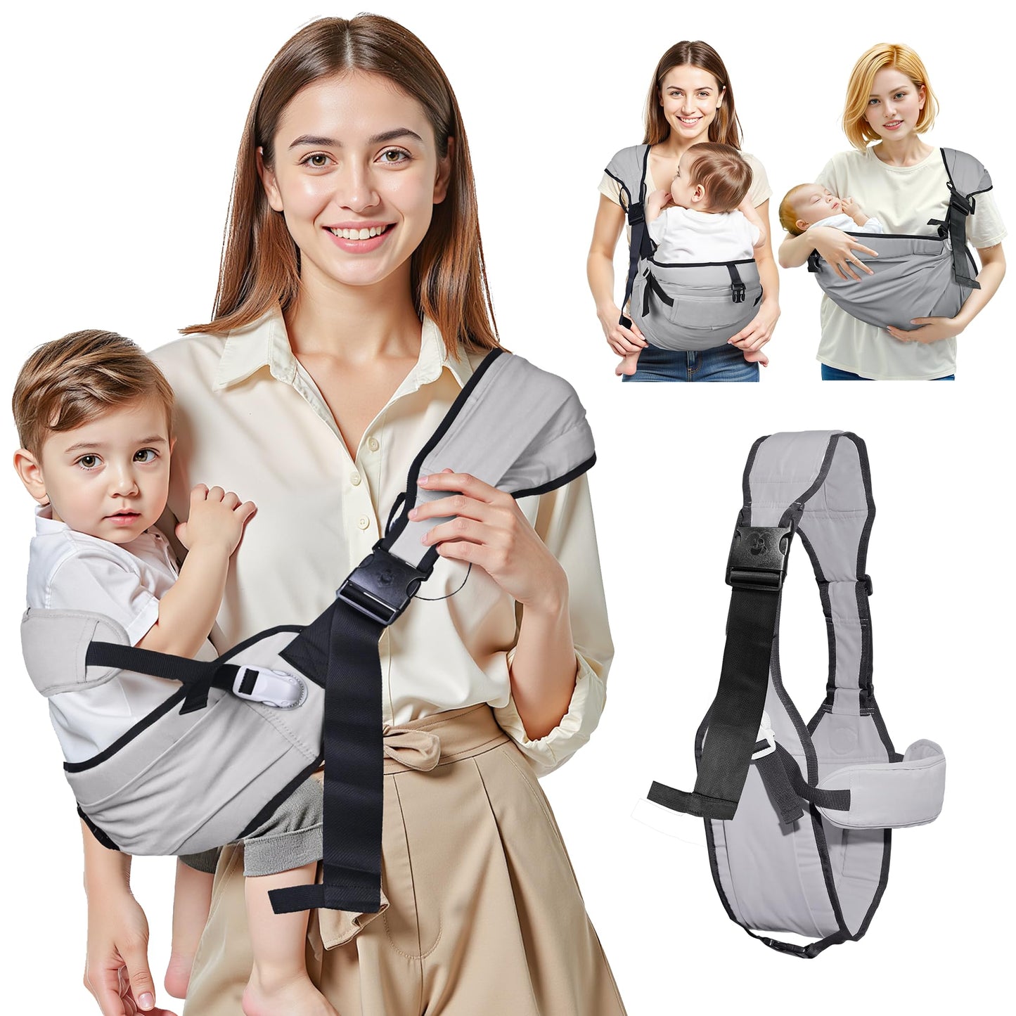 Baby Carrier Newborn to Toddler,Adjustable & Lightweight Baby Sling Carrier,Toddler Carrier 25-60 lbs,Ideal for Home,Shopping,and Travel WN420