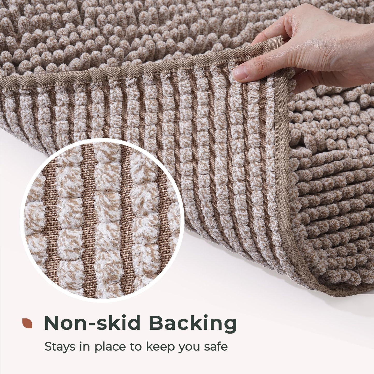 FRESHMINT Chenille Bathroom Rugs Mat 24"x17", Non-Slip Bath Mat for Bathroom Floor & Bathtub, Washable Soft Shower Shag Bath Rugs, Fluffy Thick Water Absorbent Microfiber Shower Mat, Sage Green BST220