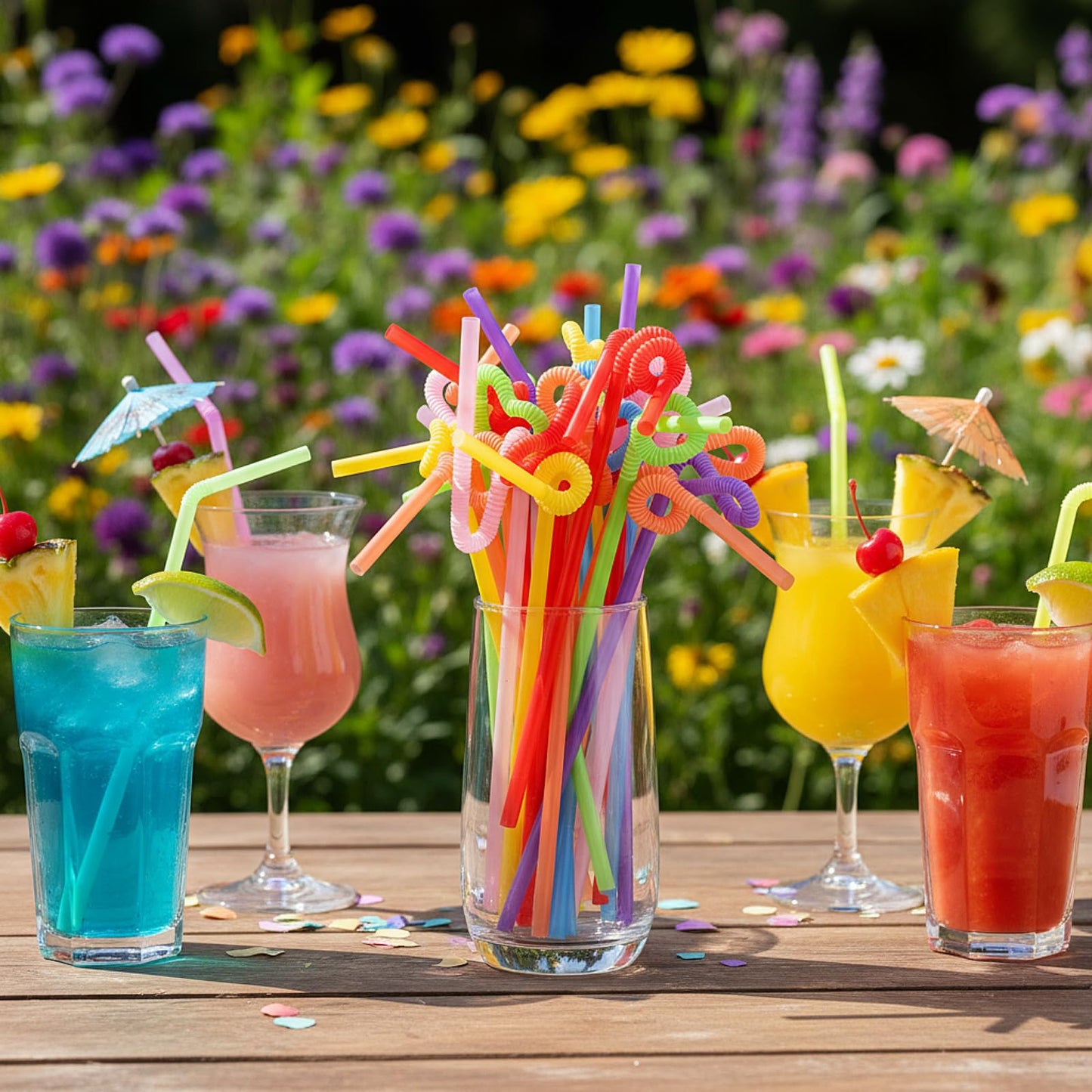 Qinyoung 200 Pcs Flexible Plastic Straws, Disposable Bendy Drinking Straws, 13" Extra Long Fancy Drinking Supplies for Summer Party Party Decoration Juice Restaurants Cafe Bars Birthday(Clear) WN420