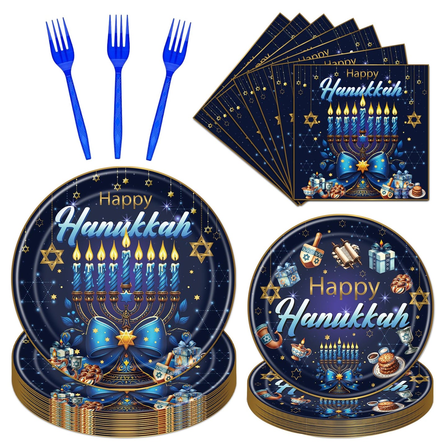 Gameza July Christmas Party Decorations Tableware, 96PCS There's Some Hohoho's in July Disposable Paper Plates and Napkins Decoration, Summer Xmas Beach Forks Decor Supplies Serves 24 BST220