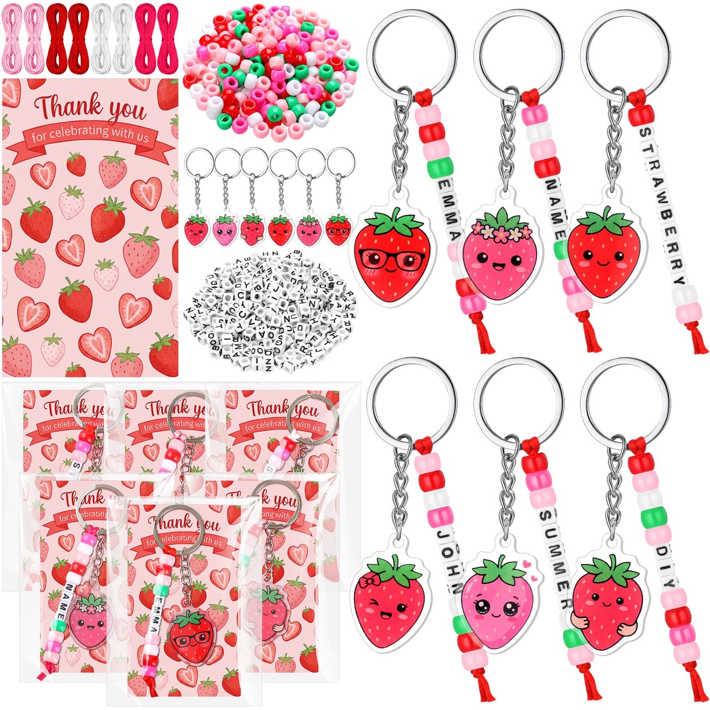 Suncalla 984 Pcs 24 Set Dinosaur Nugget Keychain Making Kit DIY Valentine's Key Chain Crafts Bead Adjustable Letter Beads Cards Strings Kit Gift Backpack Accessories Party Favors(Cute Color) WN420