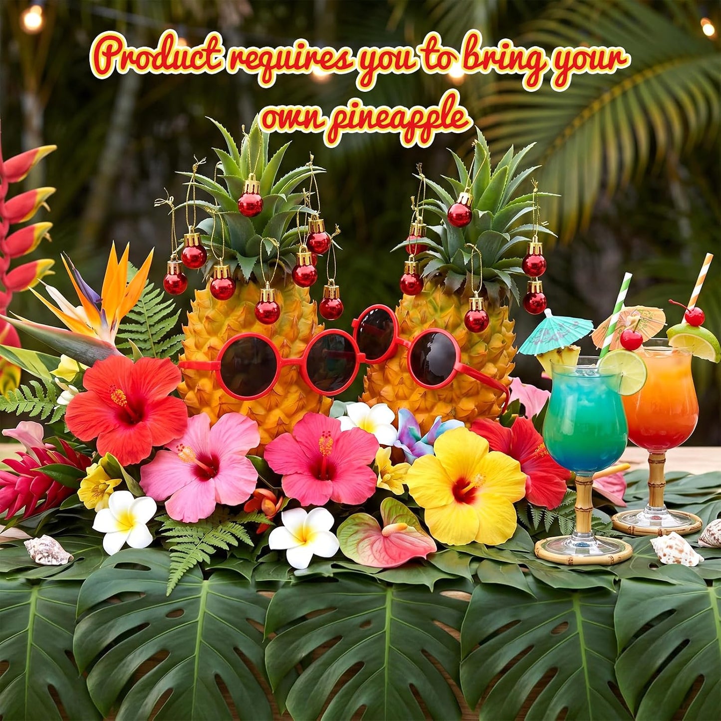 6 Sets Accessories for Pineapple Summer Christmas Tree 72 Shatterproof Mini Balls & 6 Sunglasses WN420