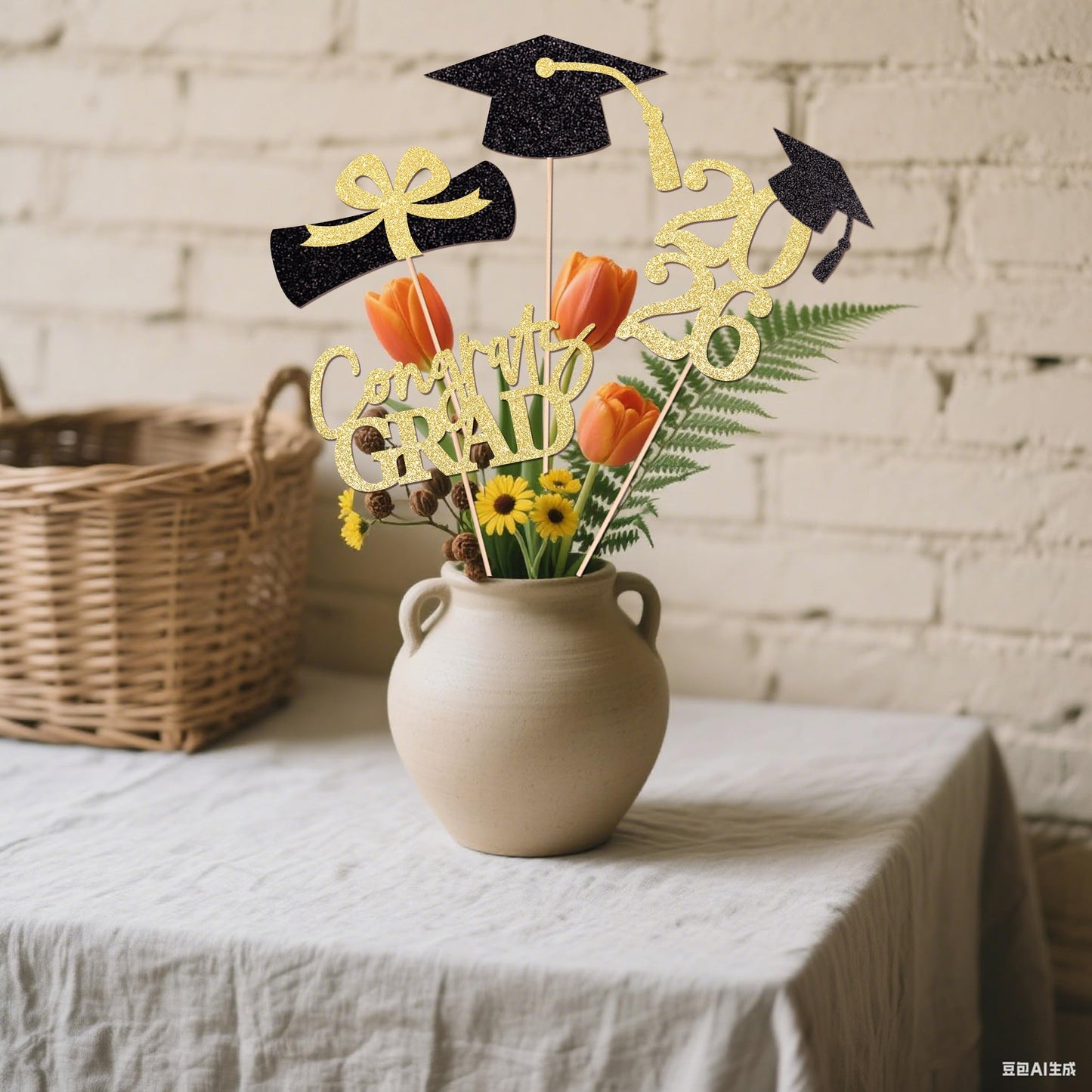 Graduation Centerpieces Class of 2026, 16 PCS Red Blue Double-Sided Table Toppers, Congrats Grad Party Decorations Supplies (Set of 4 Designs) WN420
