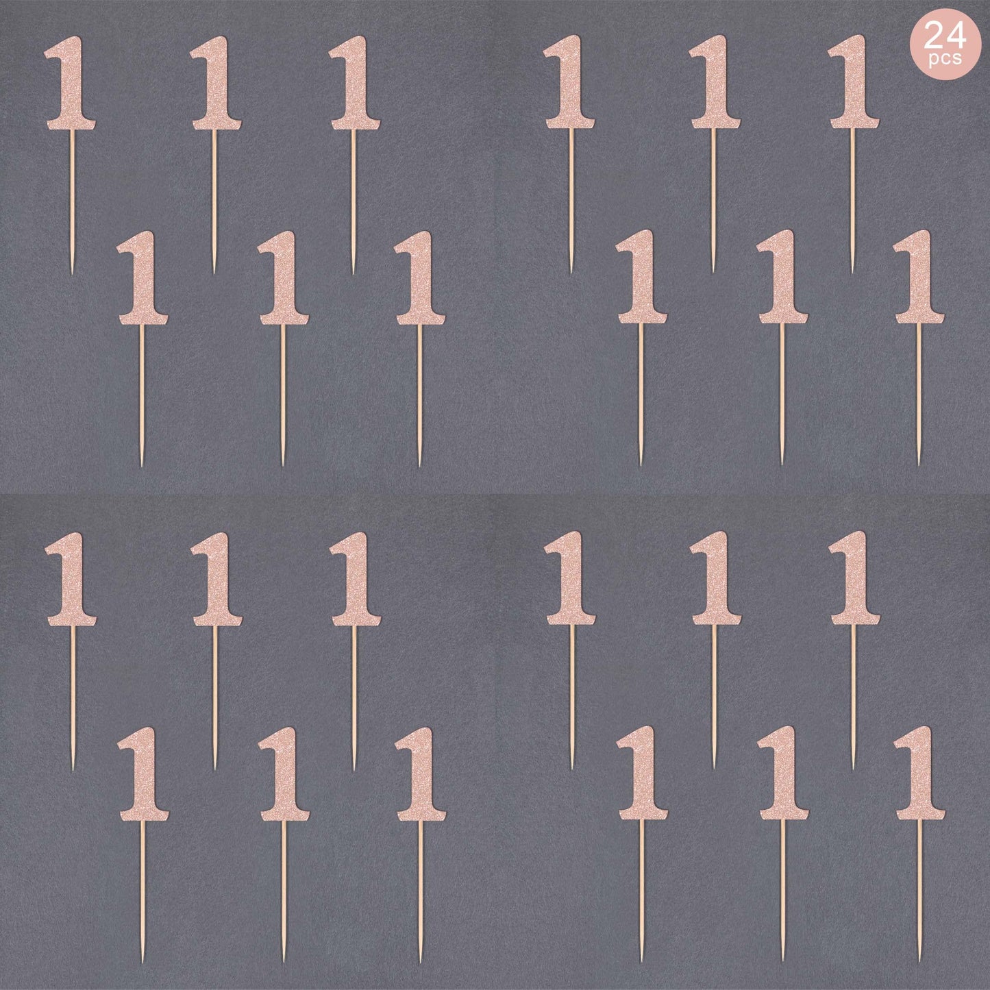 Gexolenu 24 PCS Rose Gold Double-sided 3rd Birthday Cupcake Toppers, Glitter Age THREE Cake Picks Decor, Third Happy Birthday Party Decorations Baby Shower Anniversary Party Supplies BST220