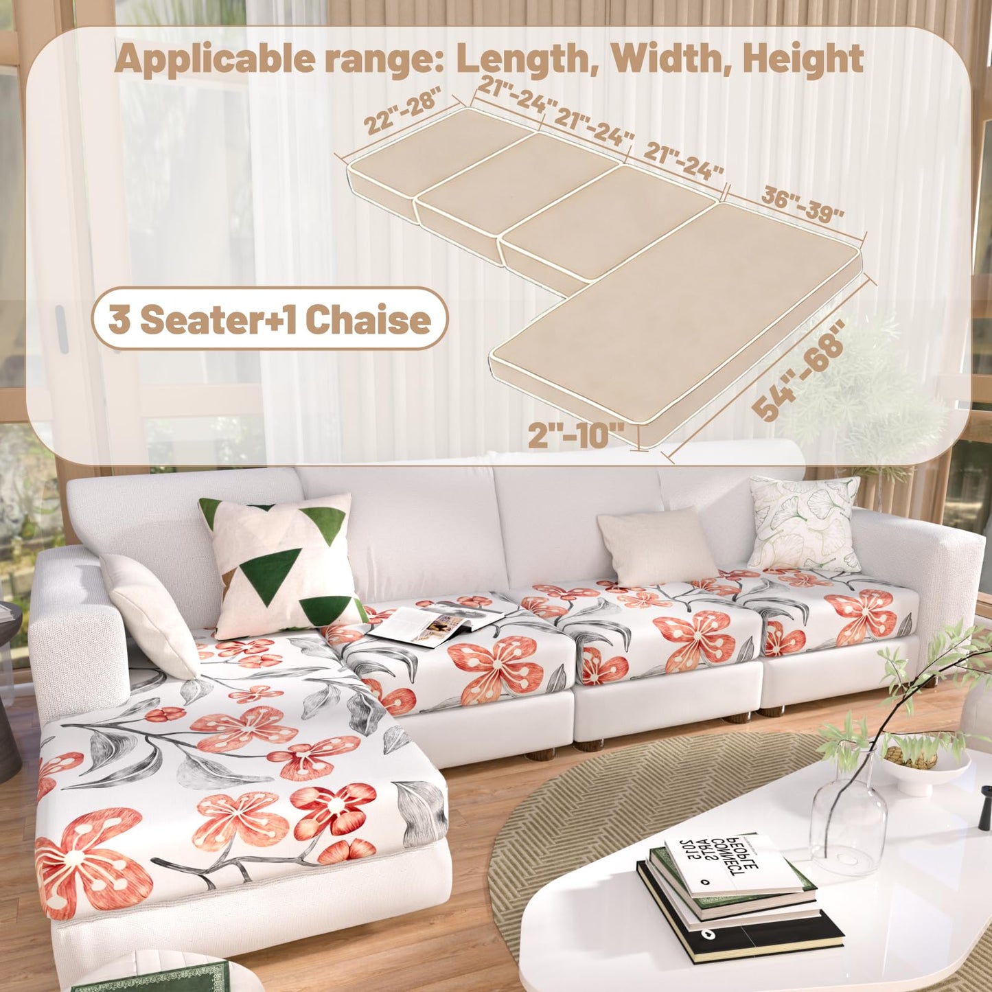 Stretch Couch Cushion Covers for Individual Sofa Seat Cushion,Washable Slipcover for Chair Loveseat Sofa,Furniture Protector Cushion Sofa Cover(Backrest or Seat) BST326H