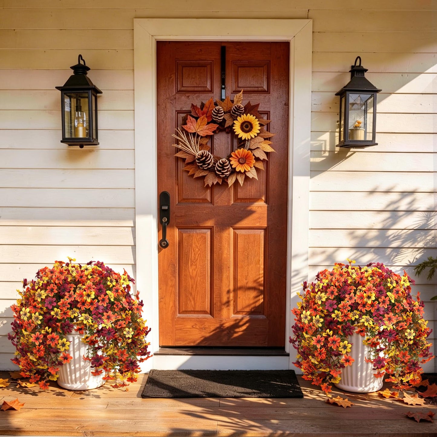 Artificial Flowers for Outdoor Faux Flowers for Plant Pot Spring Decoration | 2 Pcs Faux Hanging Plants UV Resistant Look Real Outside Home Garden Porch Patio Entrance Courtyard Decor BST326H