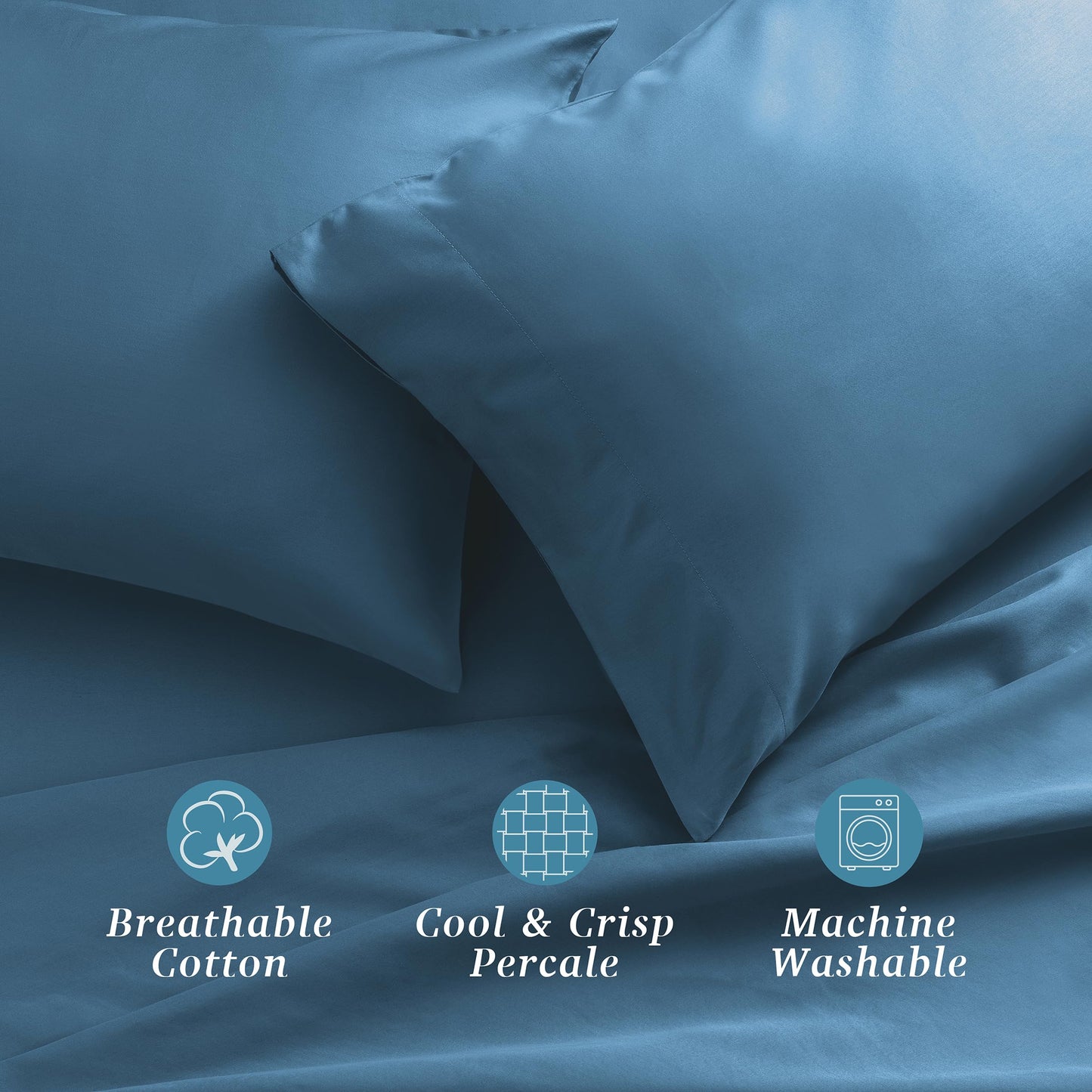 Welhome Twin Size Bed Sheet Set, 100% Cotton Percale Deep Pocket Super Soft Bedding Set, Cooling, Breathable & Extra Soft, Ethereal Paisley BST220
