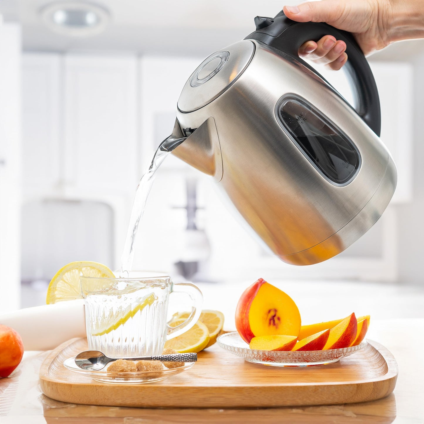 Mixpresso Electric Kettle Temperature Control, Hot Water Kettle Electric, Cordless 1 Liter Capacity, Keep Warm & LED Indicator, Auto-Shutoff, Boil-Dry Protection, Stainless Steel Electric Kettle BST220