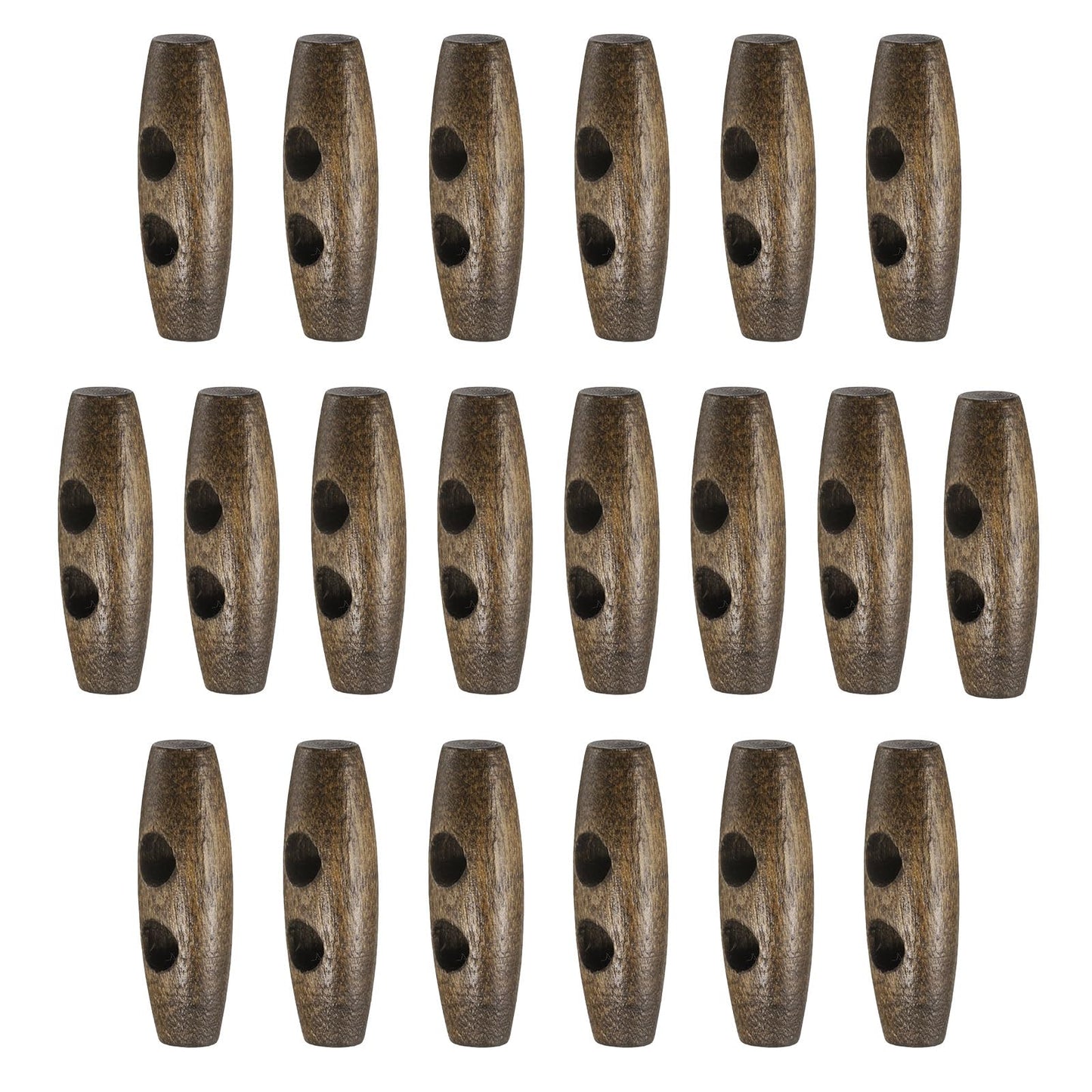 HARFINGTON 60mm / 2.4" Wooden Toggle Buttons 20pcs 2-Hole, Maroon | Wood Olive Sewing Buttons Horn Oval Buttons Sewing Accessories for Coat Sweaters Clothing DIY Craft BST326L