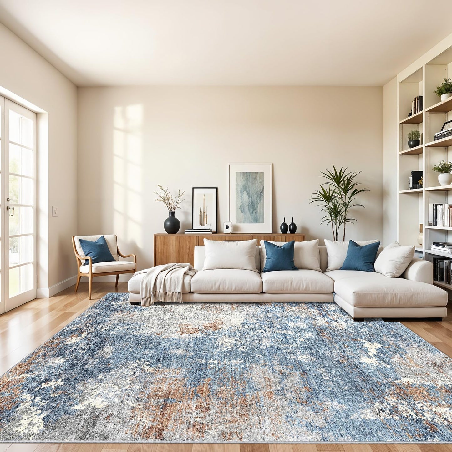 2x3 Washable Entryway Rug – Non-Slip Modern Abstract Neutral Small Throw Area Rug for Kitchen, Bedroom – Soft Low Pile Thin Indoor Door Mat（Black Grey,2x3） BST326H
