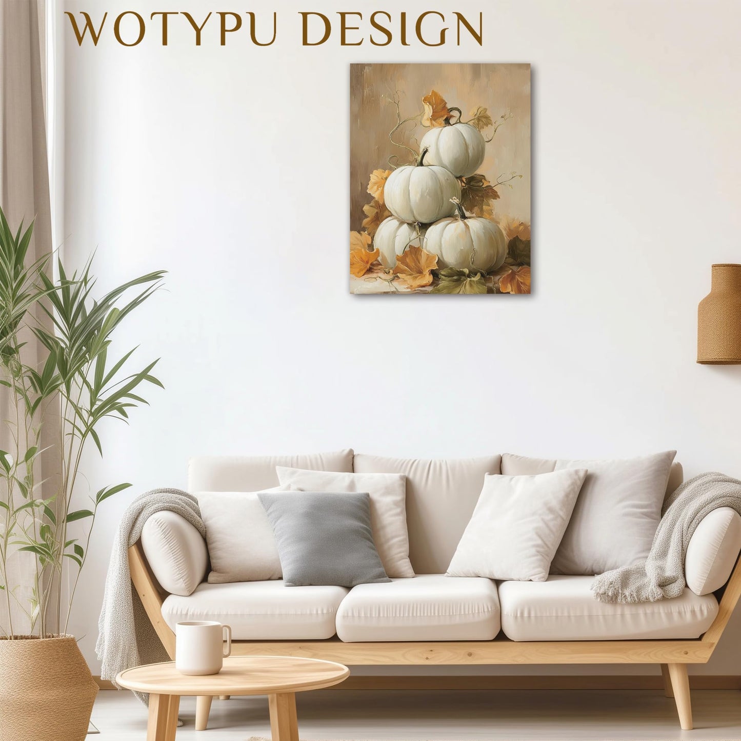 WOTYPU Fall Farmhouse Wall Art Decor, Farmhouse Fall Decor, Rustic Pumpkin Patch Scarecrow Truck Harvest Autumn Thanksgiving Framed Canvas Prints Poster Wall Decorations for Farm Home, 11x14 BST326H