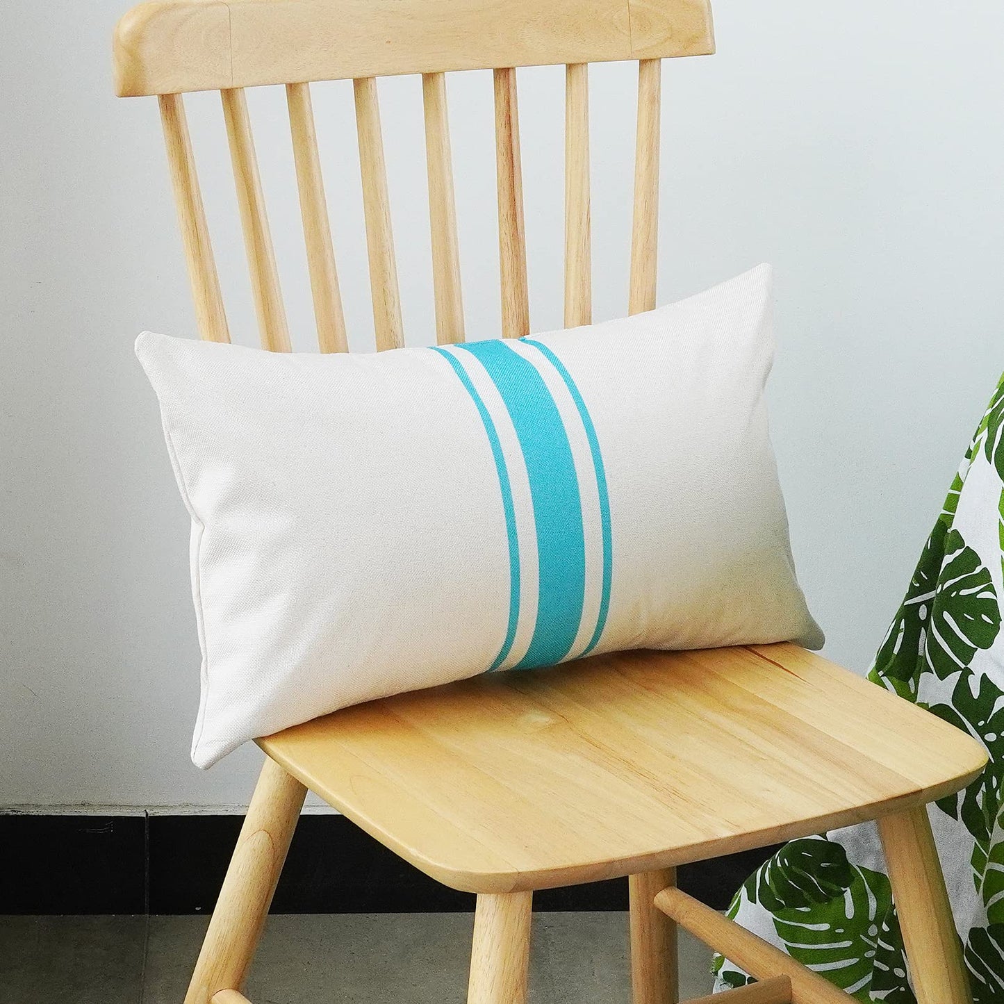 ONWAY Outdoor Pillow Covers Waterproof 18x18 Set of 2 Decorative Linen Throw Pillow Cover Beige and Black Striped Outdoor Pillows for Patio Furniture BST220