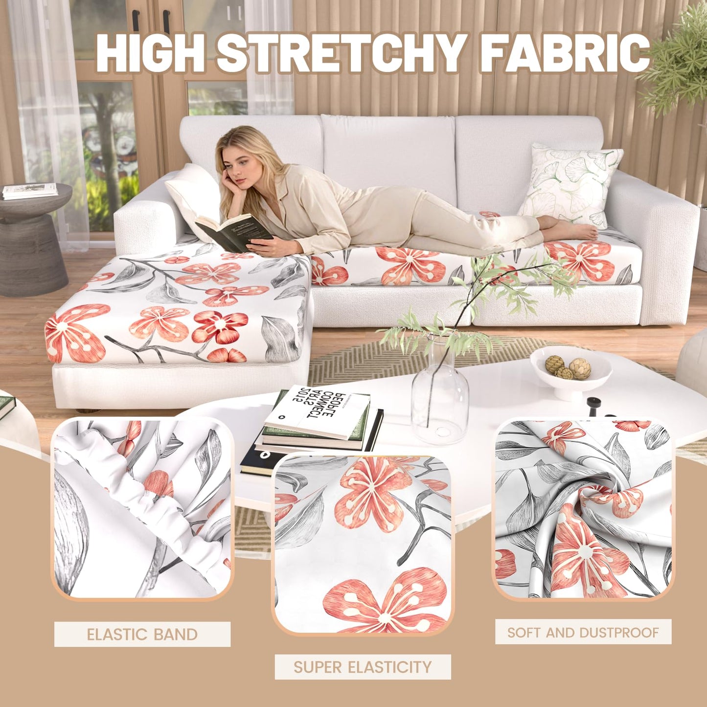 Stretch Couch Cushion Covers for Individual Sofa Seat Cushion,Washable Slipcover for Chair Loveseat Sofa,Furniture Protector Cushion Sofa Cover(Backrest or Seat) BST326H
