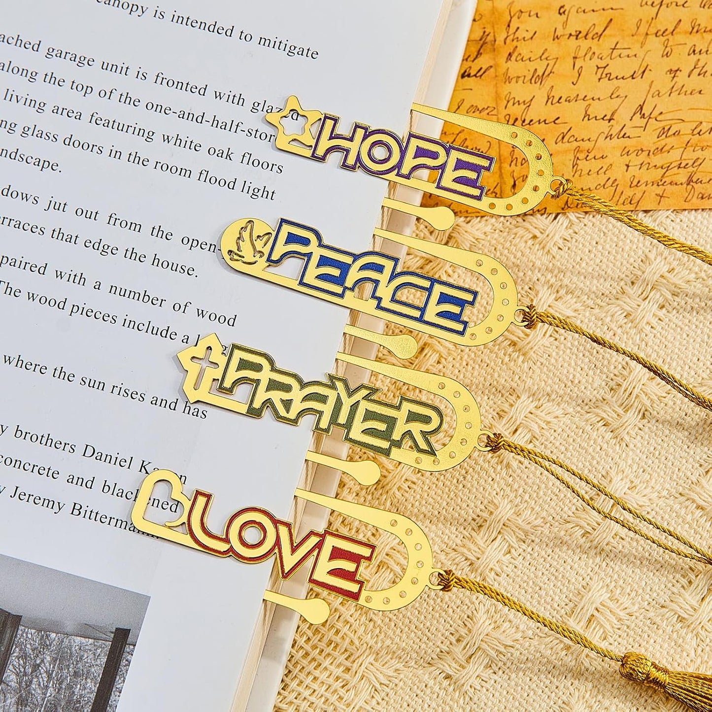 4Psc Metal Bookmarks with Tassel, Cute Book Marks for Reading Kids, Book Clips, Christian Gifts, Funny Gifts for Book Lovers Women WN420