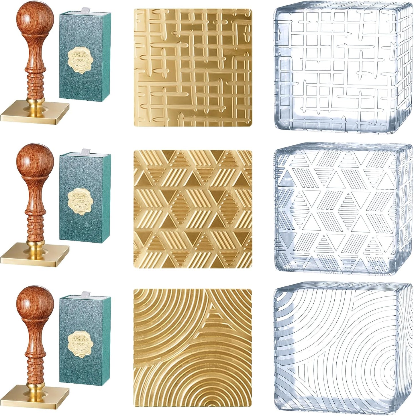 NiHome Ice Cube Stamp for Cocktails, Copper Ice Press Stamps w/Brass Head & Solid Wooden Handle Gift Packaging, Easy-to-Use for Cocktails Whiskey, Party Drinks, Home Bar, Holiday Events (3 Patterns) BST326H