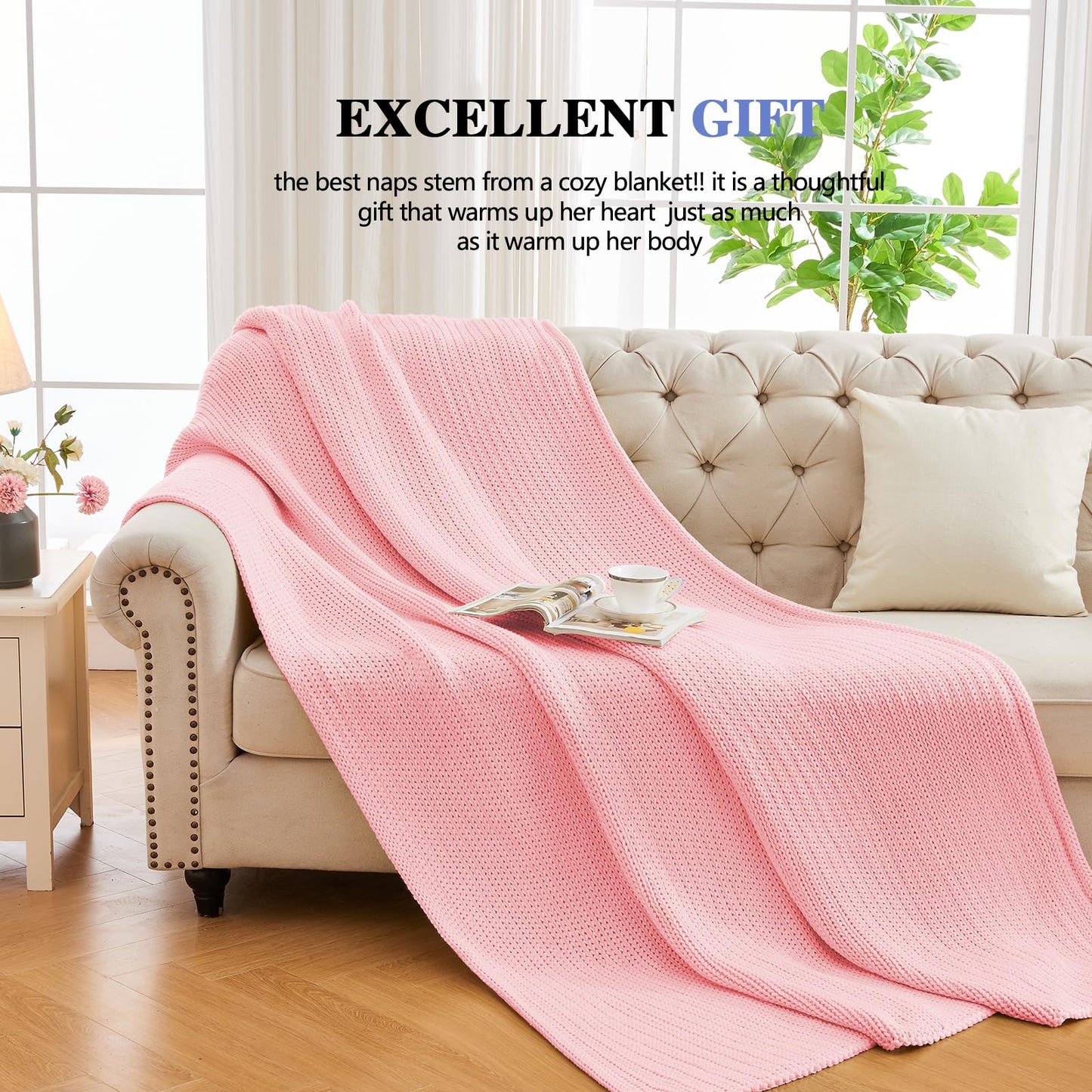 L'AGRATY Knitted Weighted Blanket - 48"x72" 12lbs Cooling Chunky Knit Heavy Blanket for Adults Braided Crochet Throw Thick Cable Yarn Knit Decorative No Beads Evenly Weighted Machine Washable | No Beads Evenly Weighted Machine Washable Chunky Braided Croc