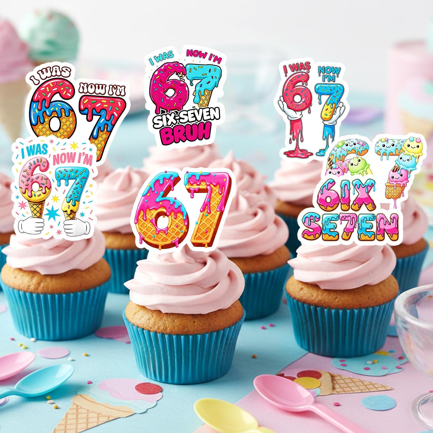 Baseball Birthday Party Decorotions - 24 PCS Ice Cream Drip Baseball Theme Cupcake Toppers, Boys Girls Sports Birthday Party Decorotions Supplies BST326L