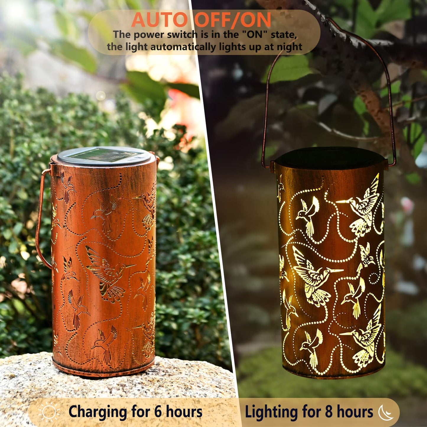 Solar Lanterns Outdoor Waterproof Butterfly Garden Decor Birthday Gifts for Women Mom Grandma, Hanging Solar Lights Metal Lantern Decoration Outside for Yard, Patio, Backyard, Porch