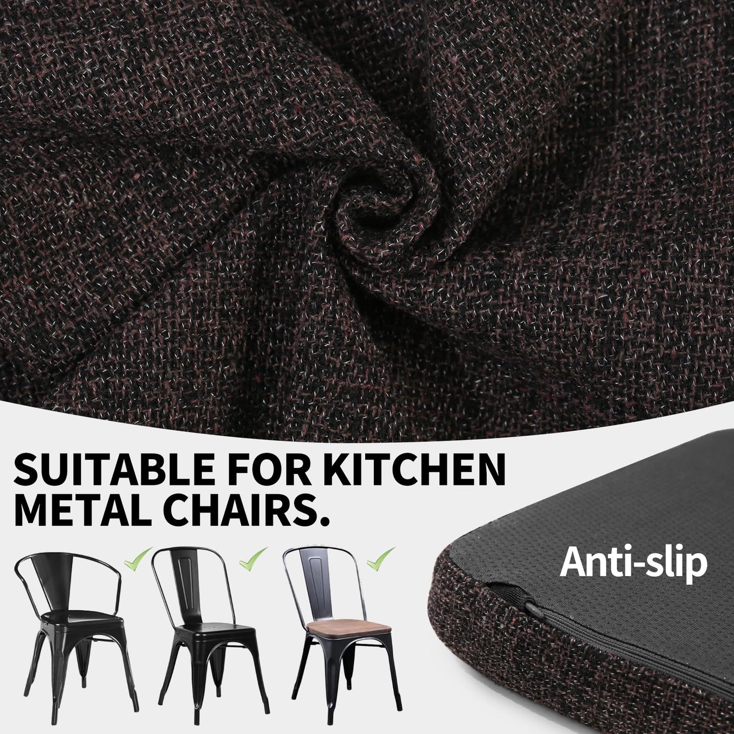 SINOSSO Memory Foam Bar Stool Cushions 4 Pcs, Modern Interwoven Style Magnetic Small Chair Pads Use for Cafe Bistro Stackable Metal Stool (Square, Red, 4) BST220