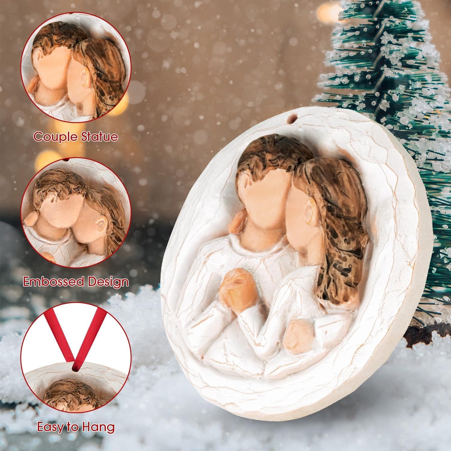 3D Christmas Ornament 2026 Wedding Gifts for Couple - Romantic Our First Christmas Married Engaged Ornament Bridal Shower Gift - Just Married Ornaments for Xmas Tree, Mr and Mrs Gifts for Newlyweds BST326H