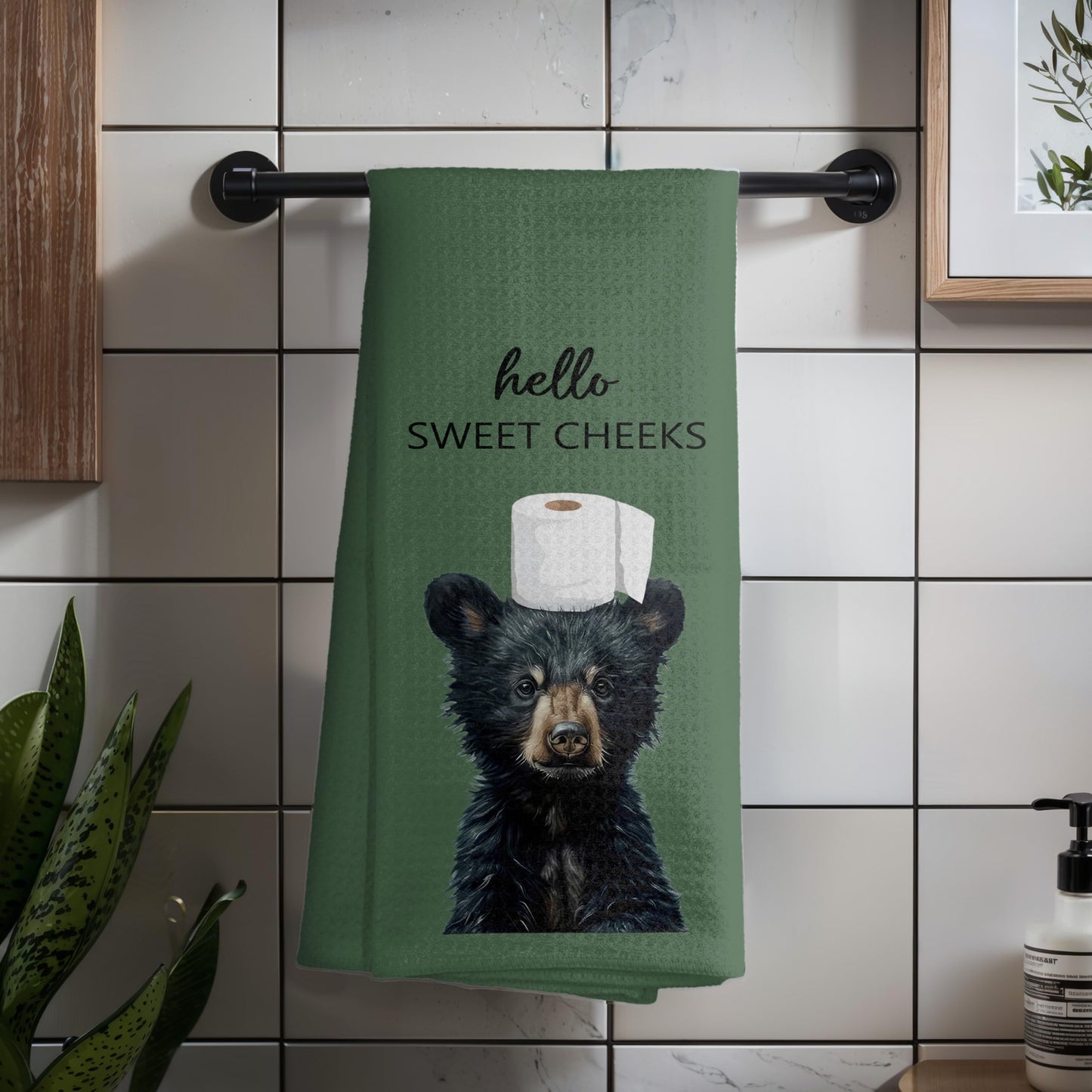 Funny Bear Bathroom Hand Towels Set of 2, Hello Sweet Bear Bathroom Decor, Funny Wild Animal Hand Towels for Washroom Restroom Decor, 16x24 Inch BST326L