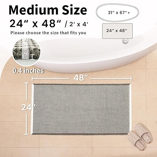 GRLYUH Waffle Bath Mat - Boho Bathroom Rugs Non Slip Washable N31